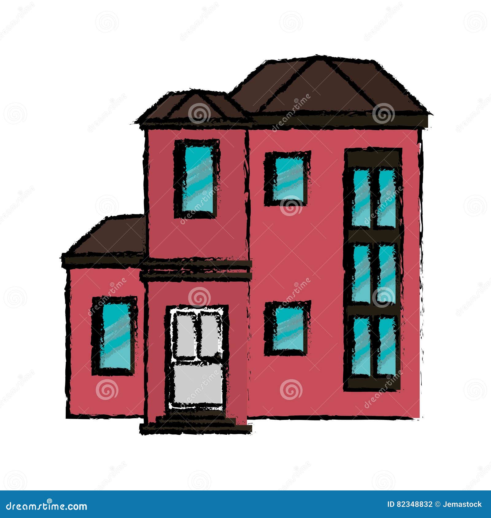 Drawing House Urban Expensive Stock Vector Illustration of etching
