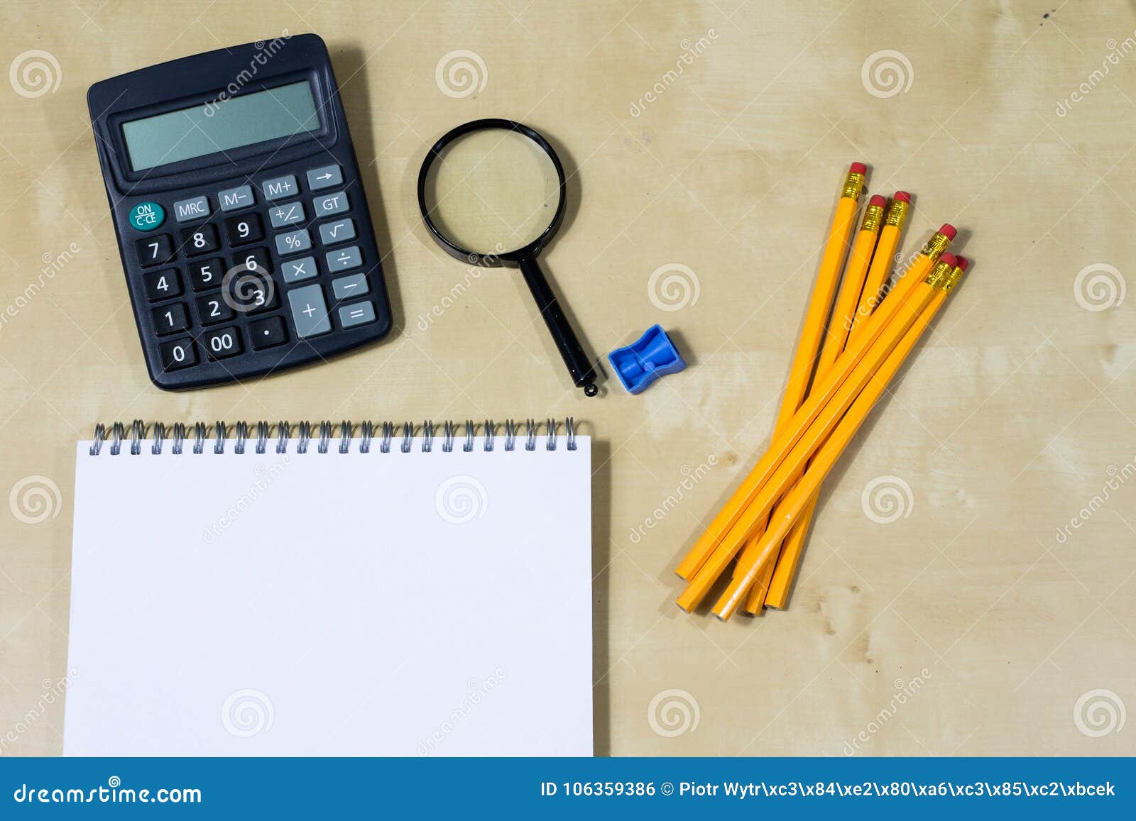 Drawing Instruments and a Notebook on the Work Table. Accessories for Designing and Sketching on