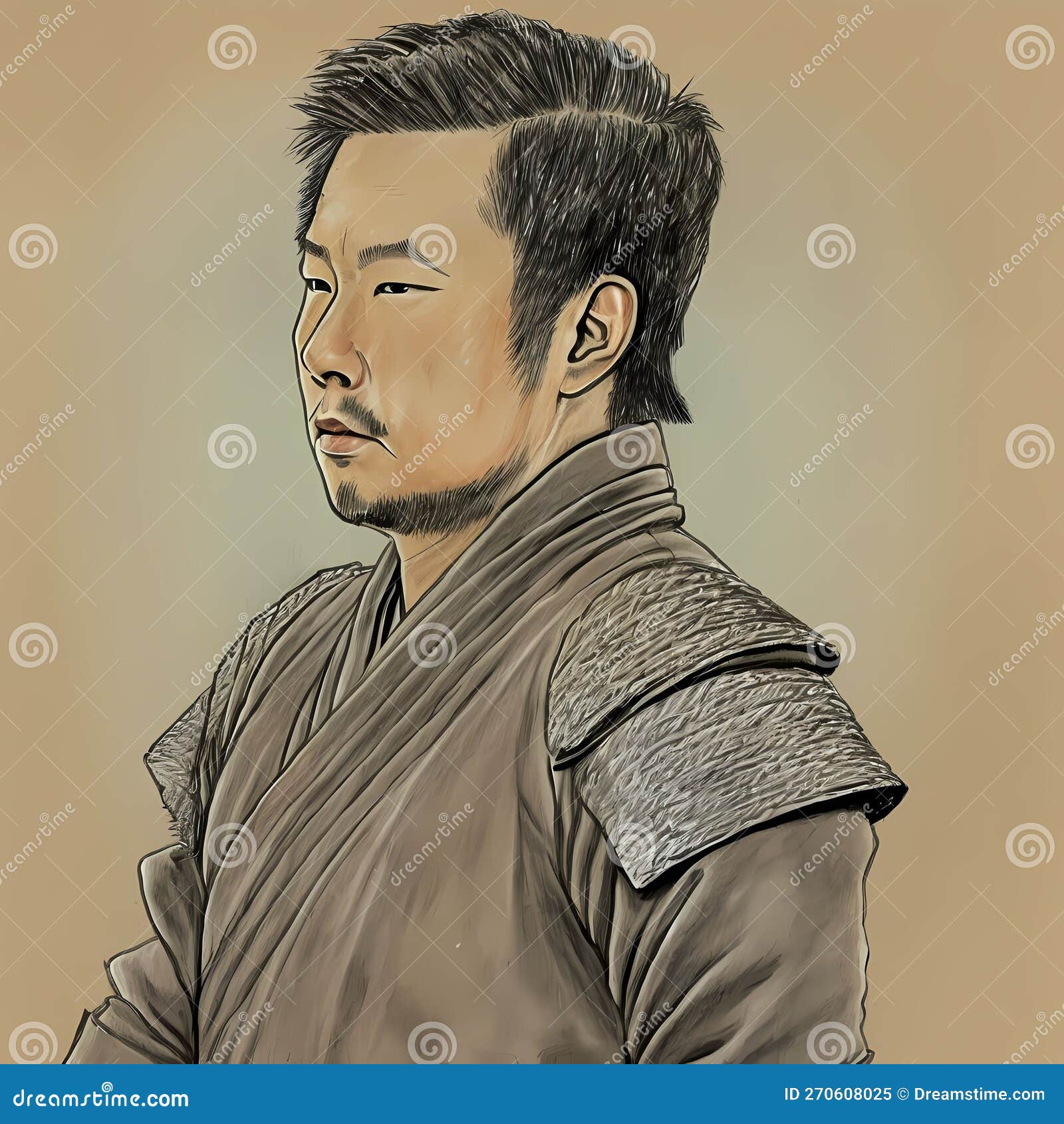 Drawing of a Japanese Warrior Stock Illustration Illustration of