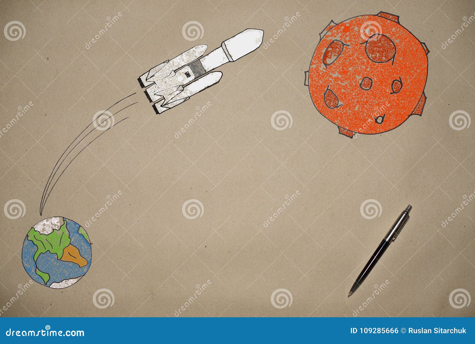 Illustration Rocket start to the mars