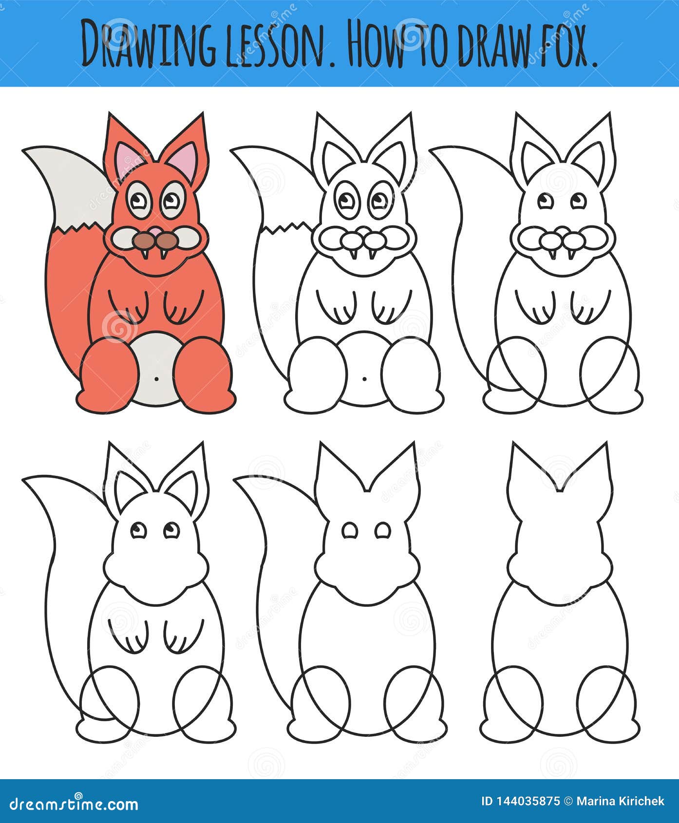 Premium Vector | Color by numbers coloring page for kids with fox coloring  book with cute cartoon fox