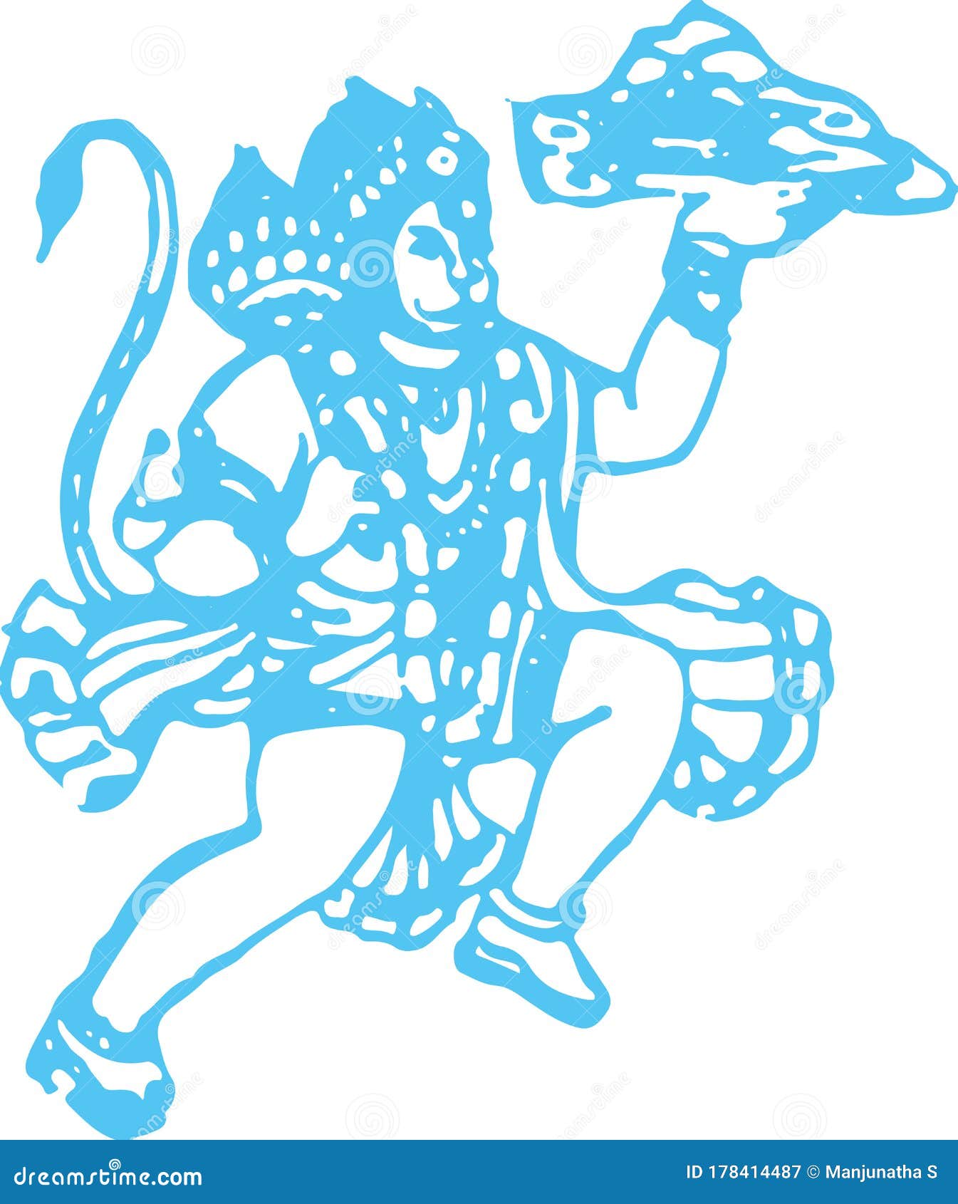Image of Drawing Of Lord Hanuman Outline Editable Illustration. Strength  And Powerful God Bhajarangi Or Lord Shiva-ZK099931-Picxy