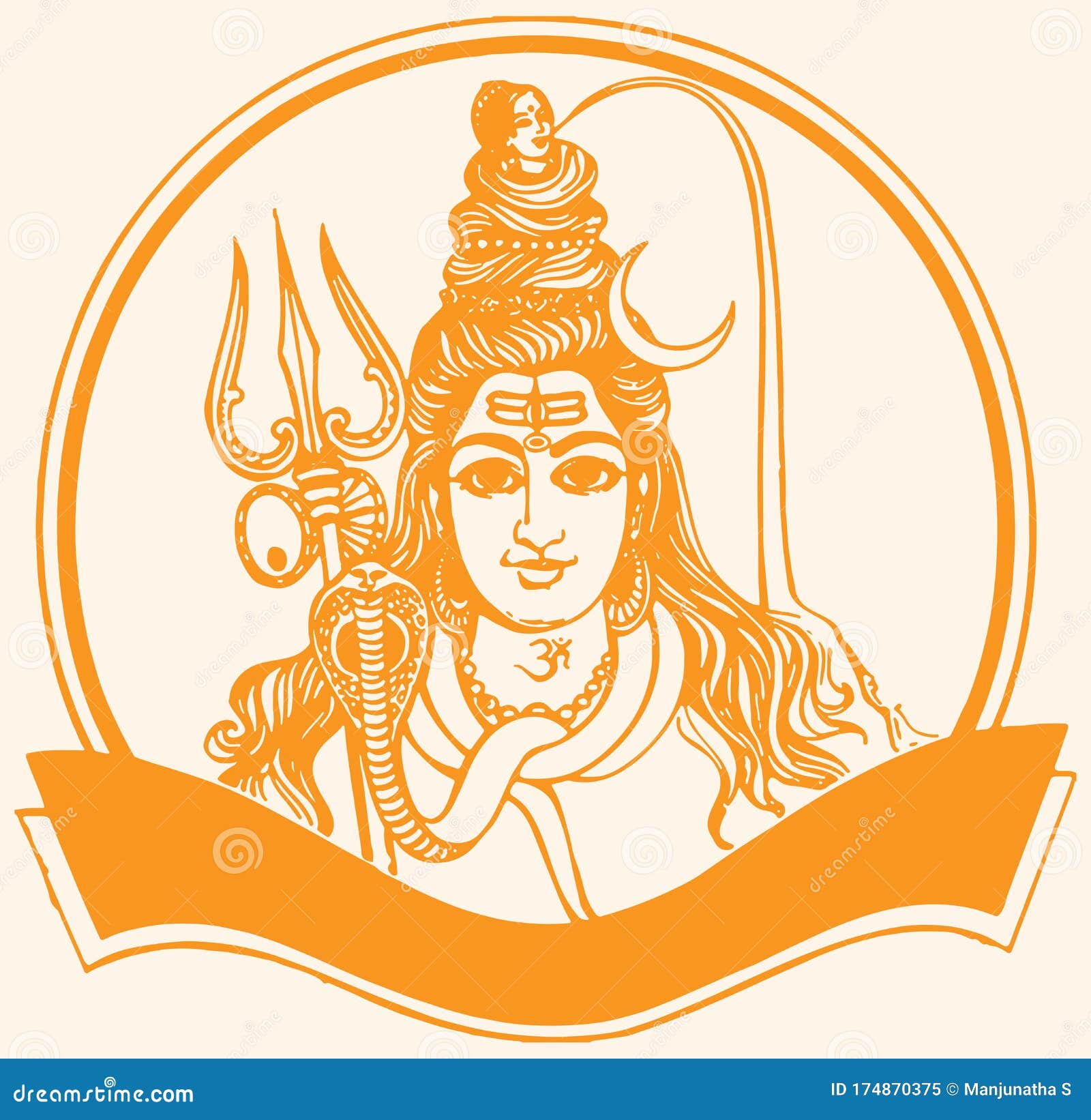 Image of Sketch Of Lord Shiva And His Sign And Symbols Outline Editable  Illustration-AI887689-Picxy