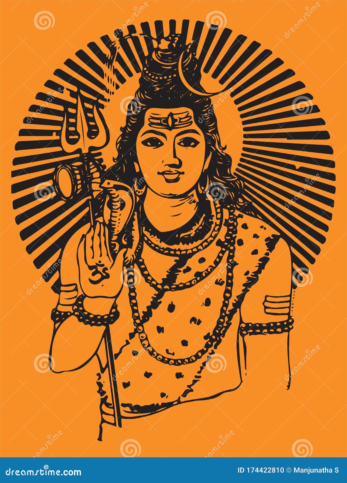 Image of Sketch Of Hindu Powerful God And The Destroyer Lord Shiva Outline  Editable Illustration-FN452599-Picxy