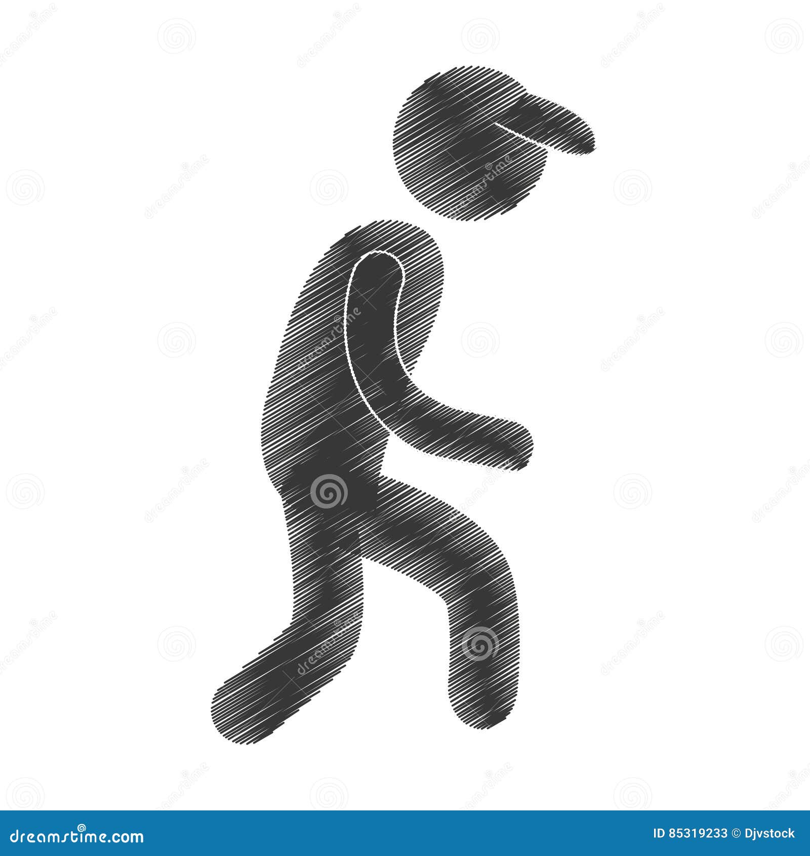 Drawing Man Walking with Cap Figure Pictogram Stock Illustration ...