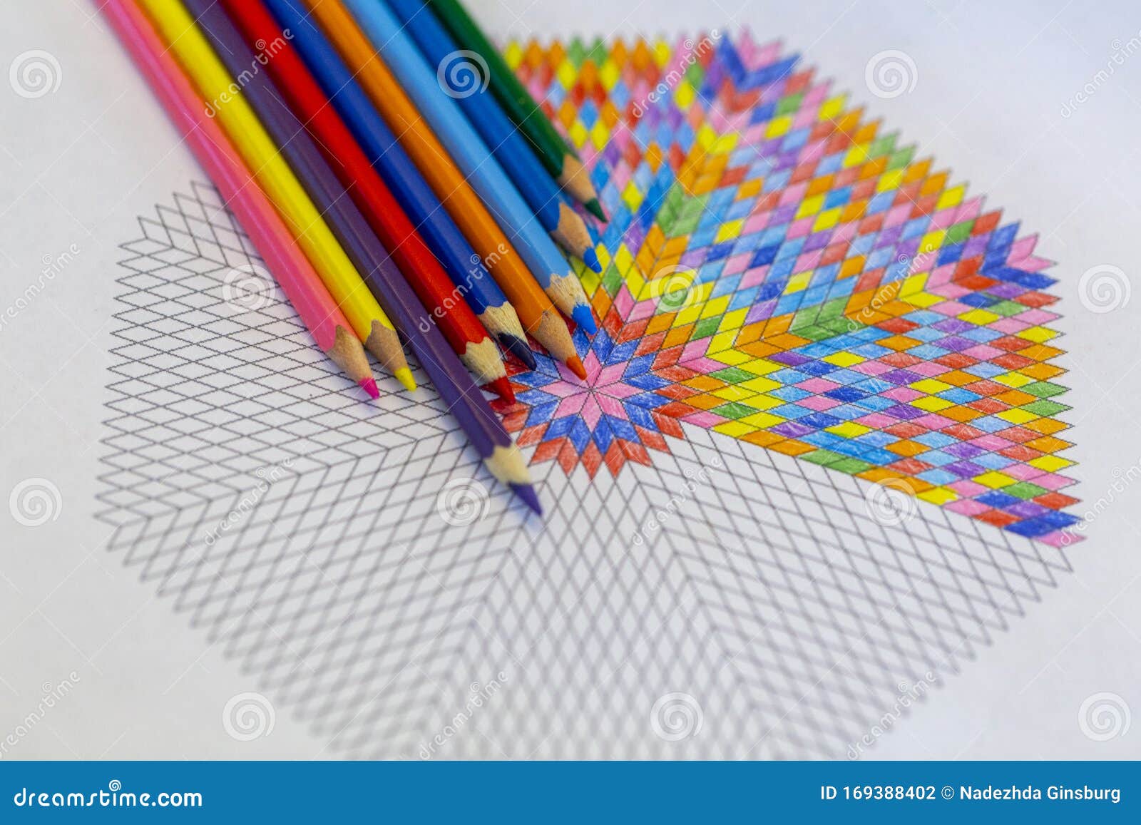 Drawing Mandala with Colored Pencils Stock Photo Image of child