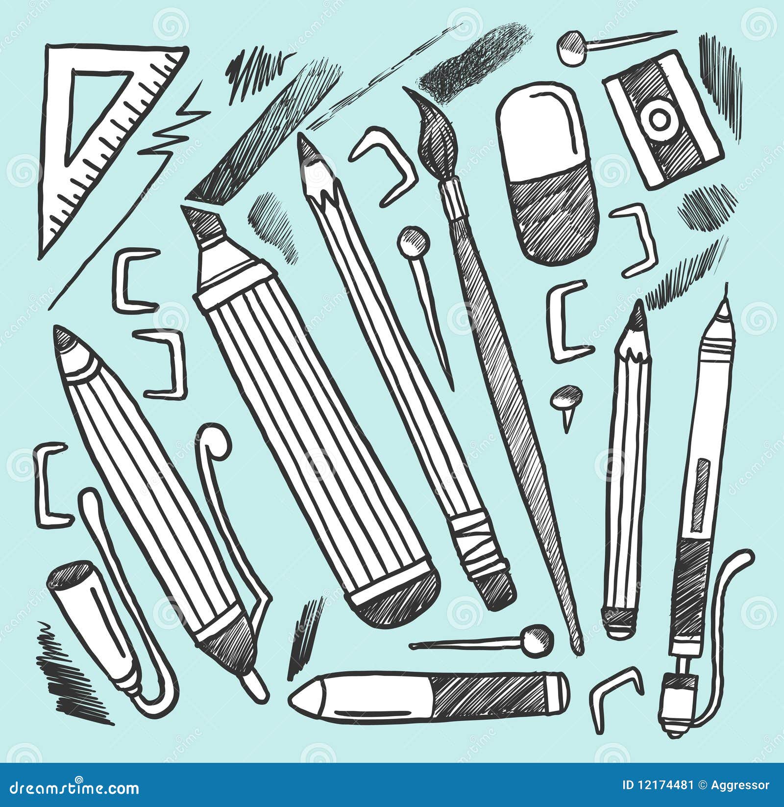 Drawing and painting tools hand drawn sketch Vector Image