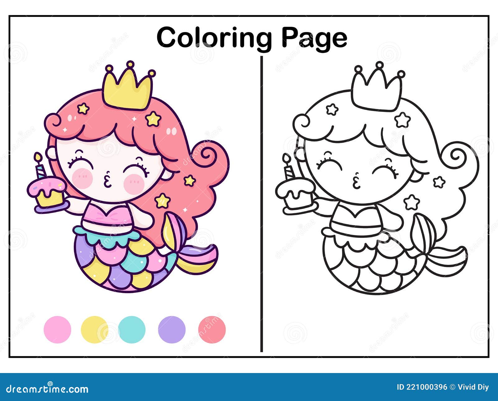 cute cartoon mermaids coloring pages