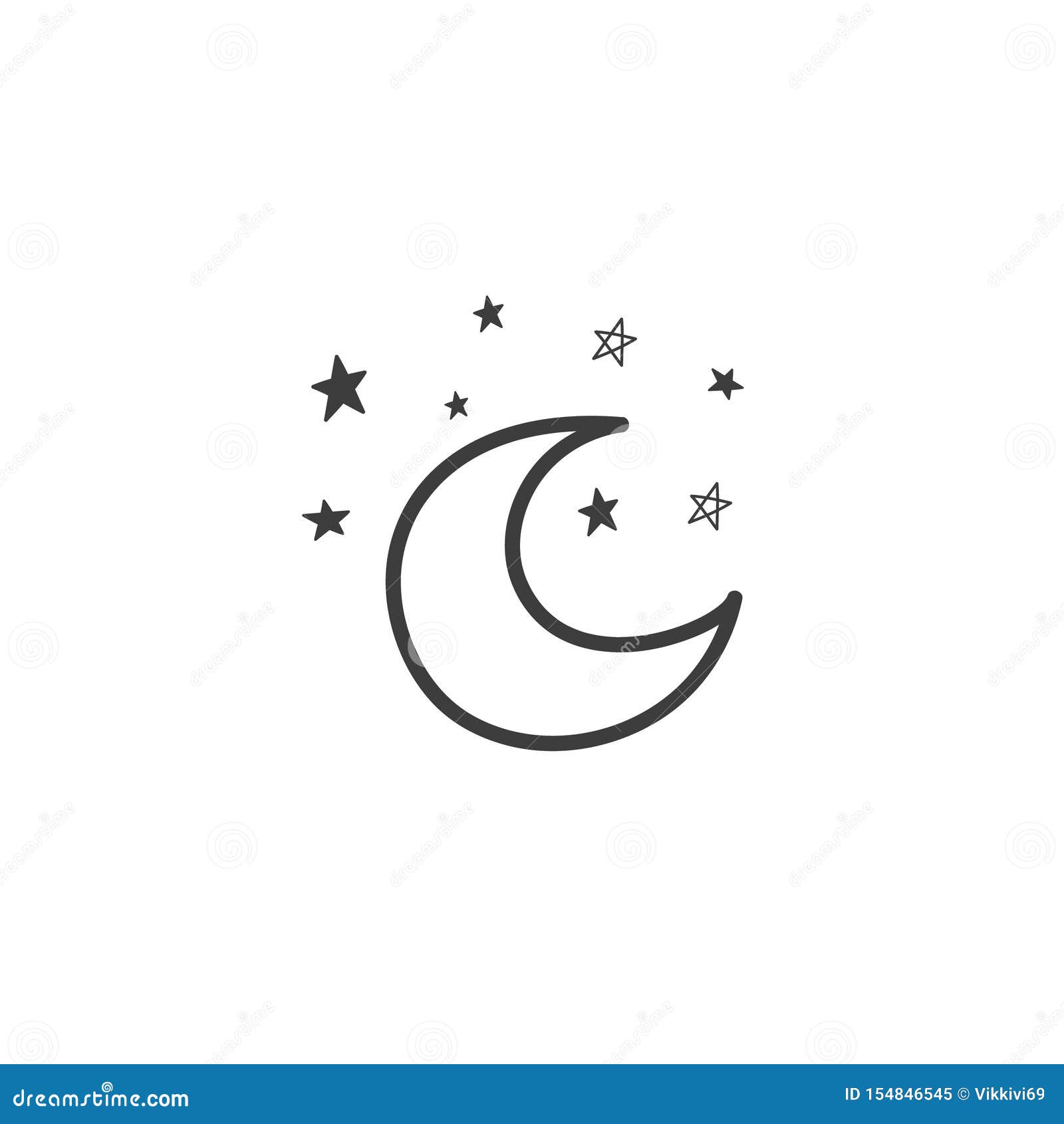 A Drawing of a Moon with Stars. a Symbol of the Weather. Vector Drawing