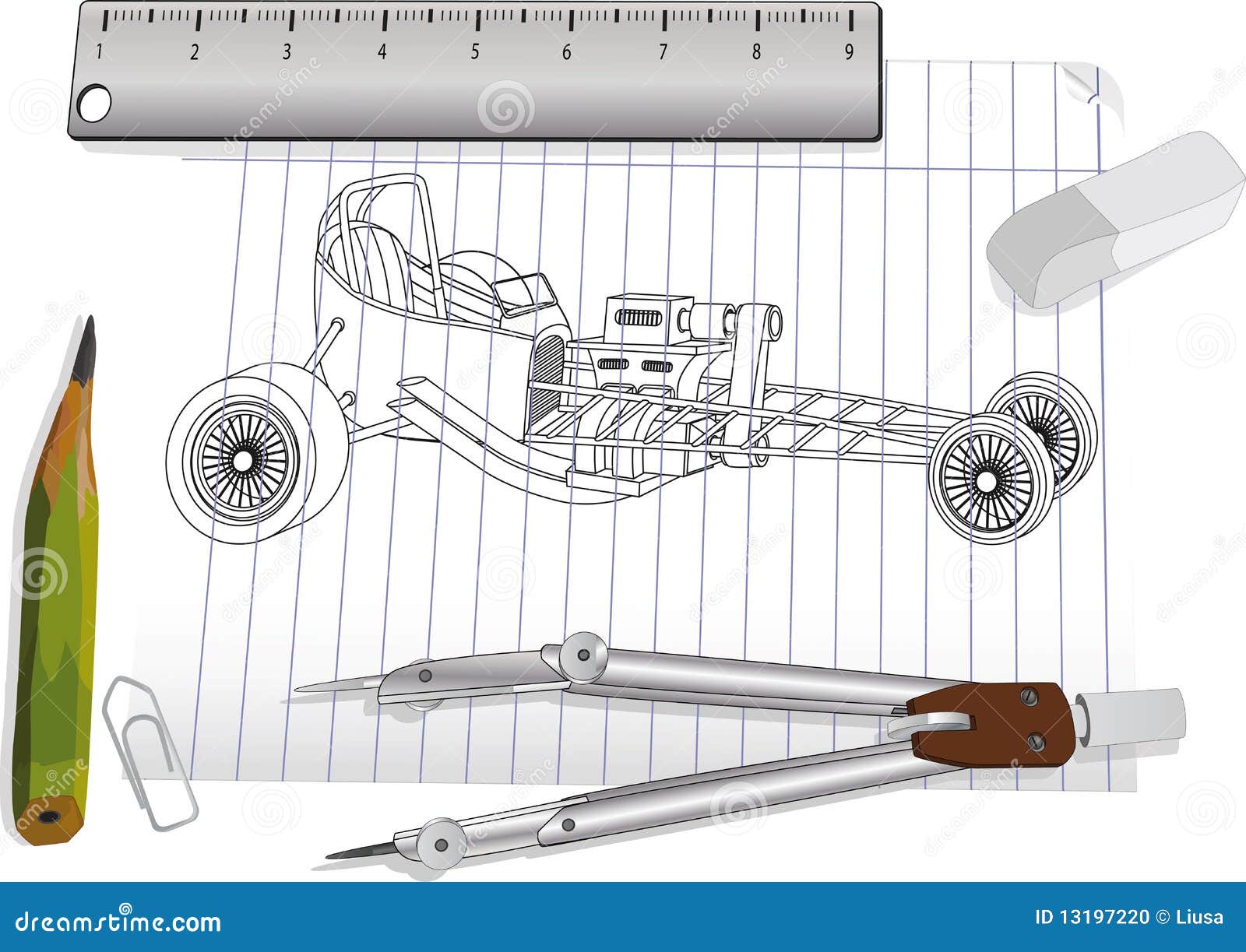 The Drawing of a Motor Vehicle Stock Vector Illustration of office