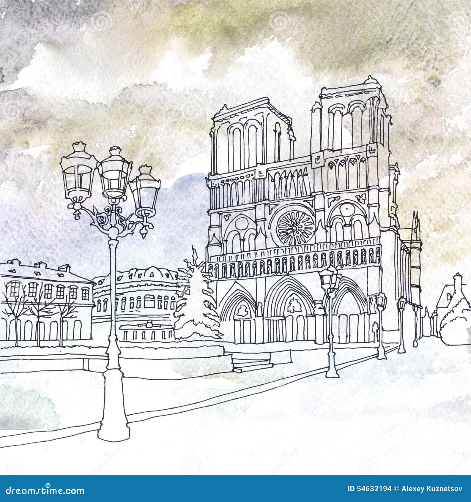 Notre Dame Cathedral Drawing  Michelle Arnold Paine