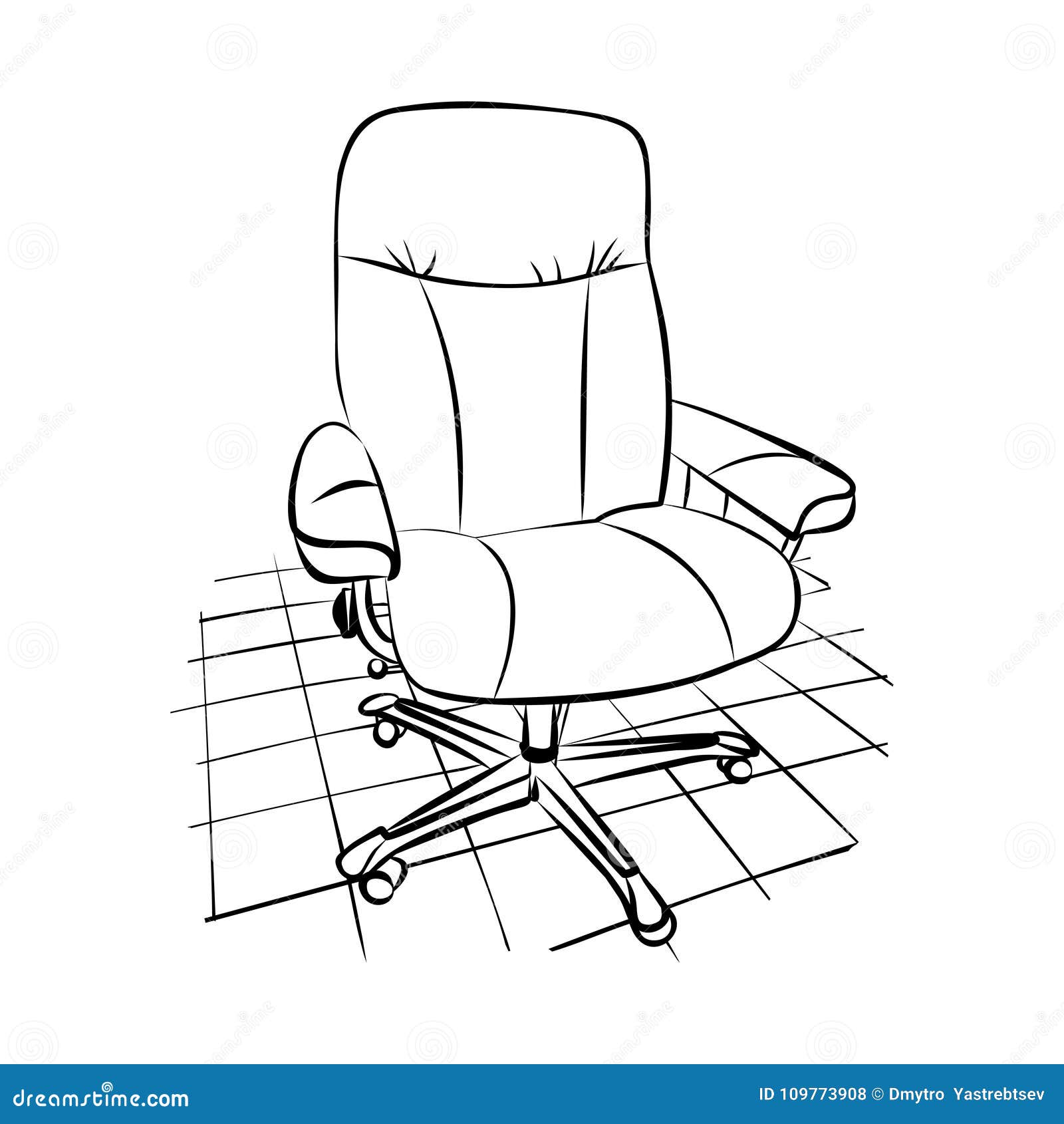 Drawing Of An Office Chair On A Tiled Floor Stock Vector