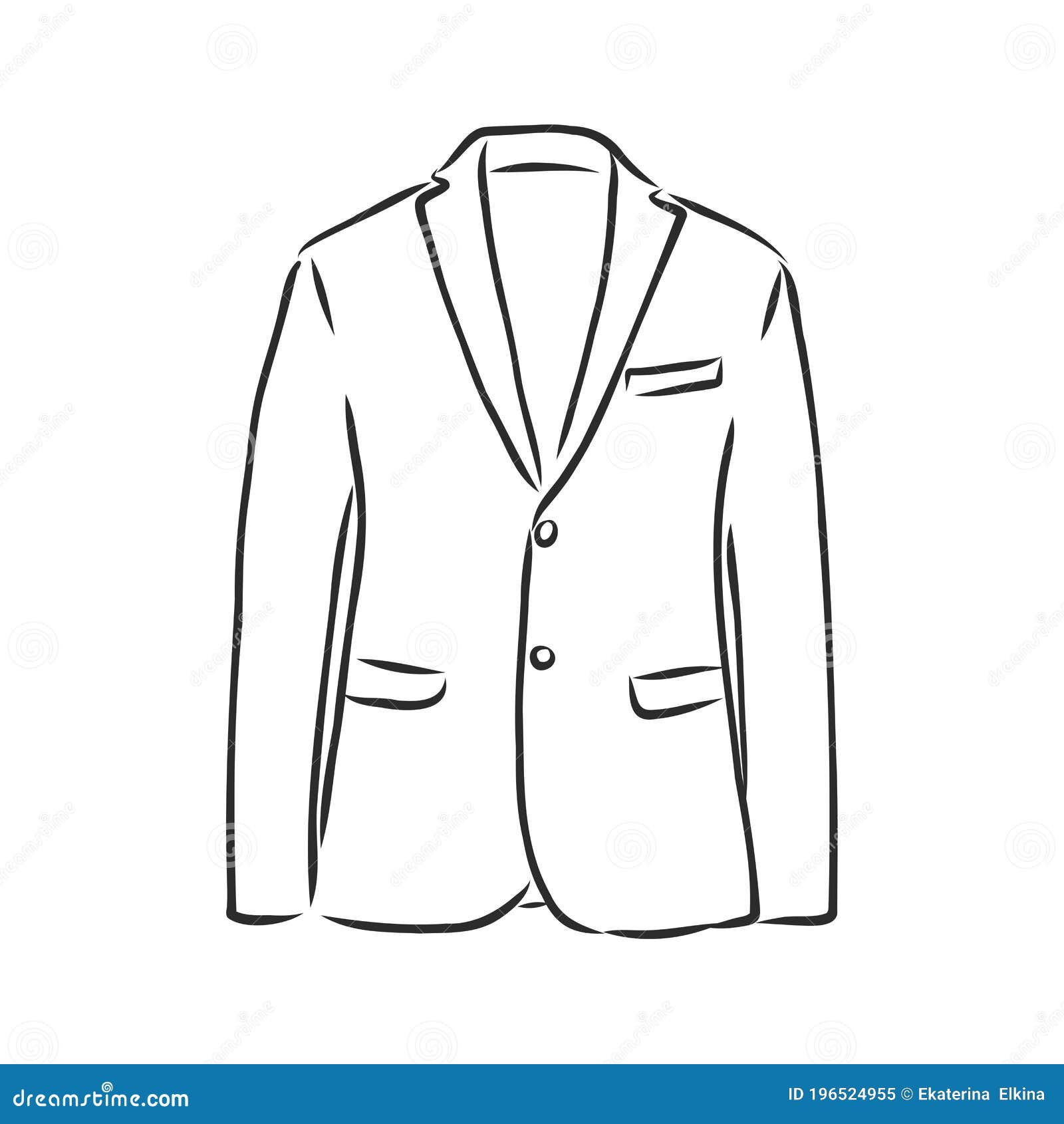 Drawing One Continuous Line. Men`s Jacket. Linear Style, Men`s Blazer
