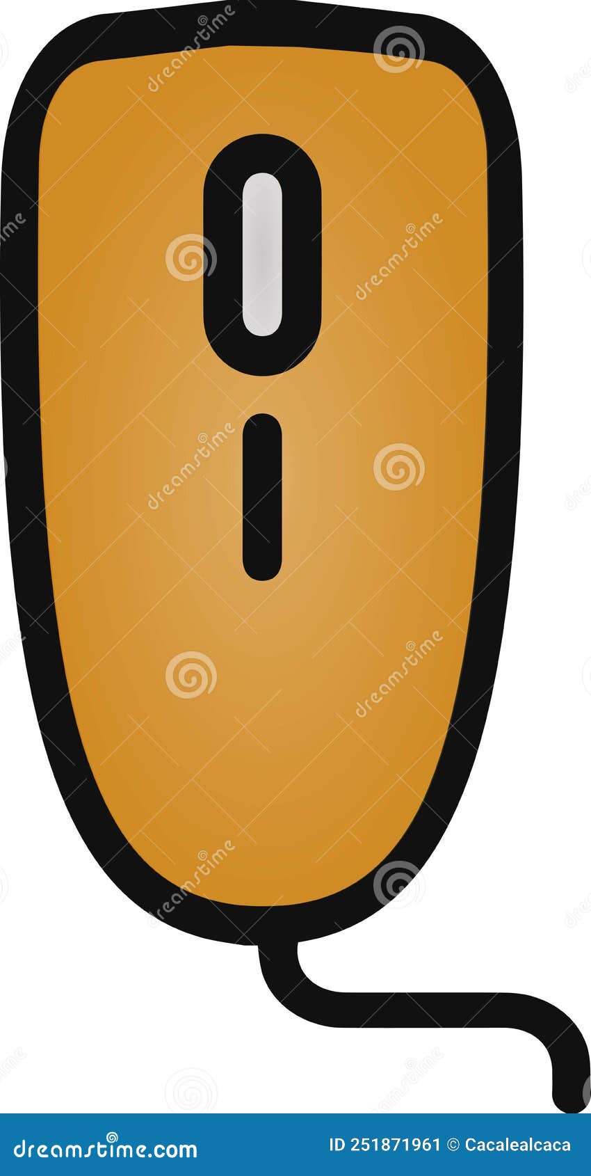 The Drawing of a Orange Computer Mouse, a Small Hardware Input Device