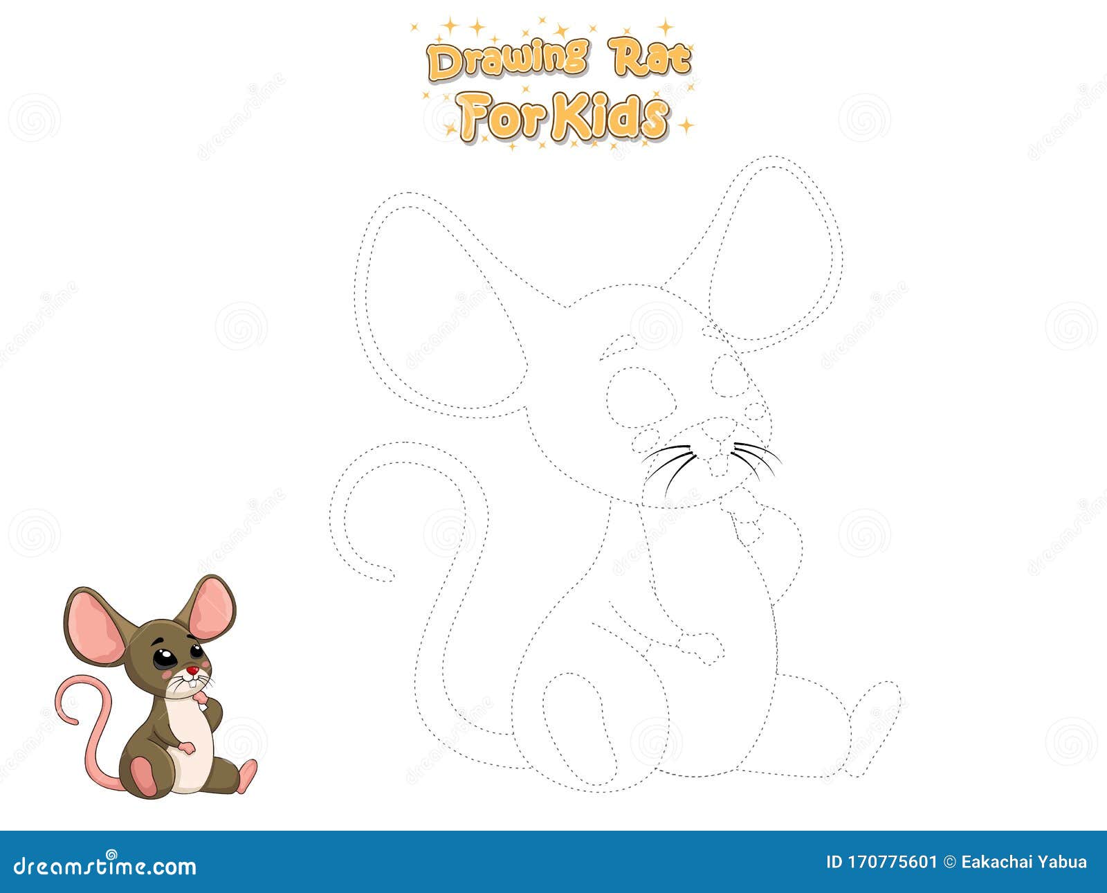 Drawing and Paint Cute Cartoon Rat. Educational Game for Kids Stock Vector  - Illustration of hand, draw: 170775601
