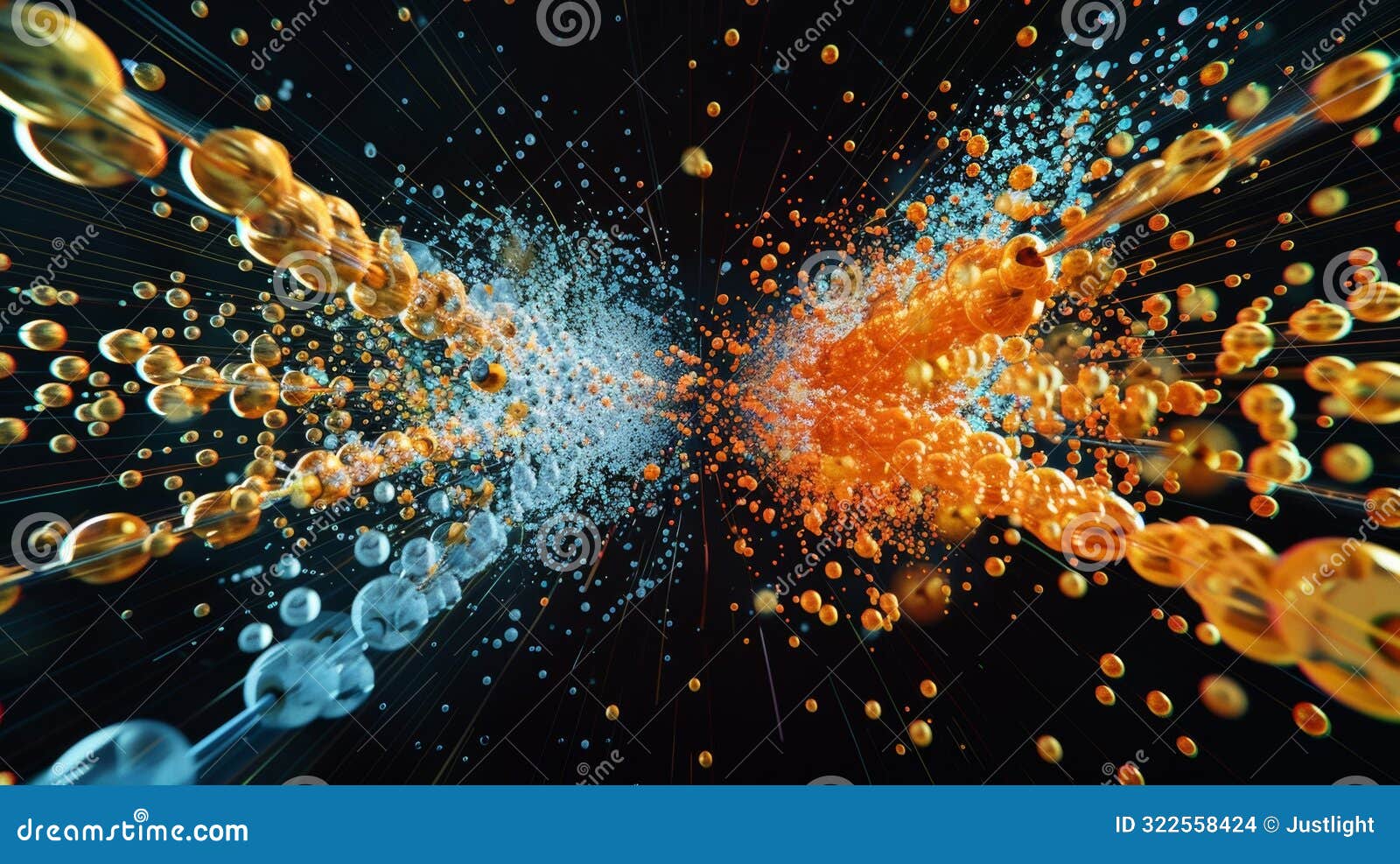 a drawing of a particle collision showing particles moving in both directions simultaneously representing the idea of