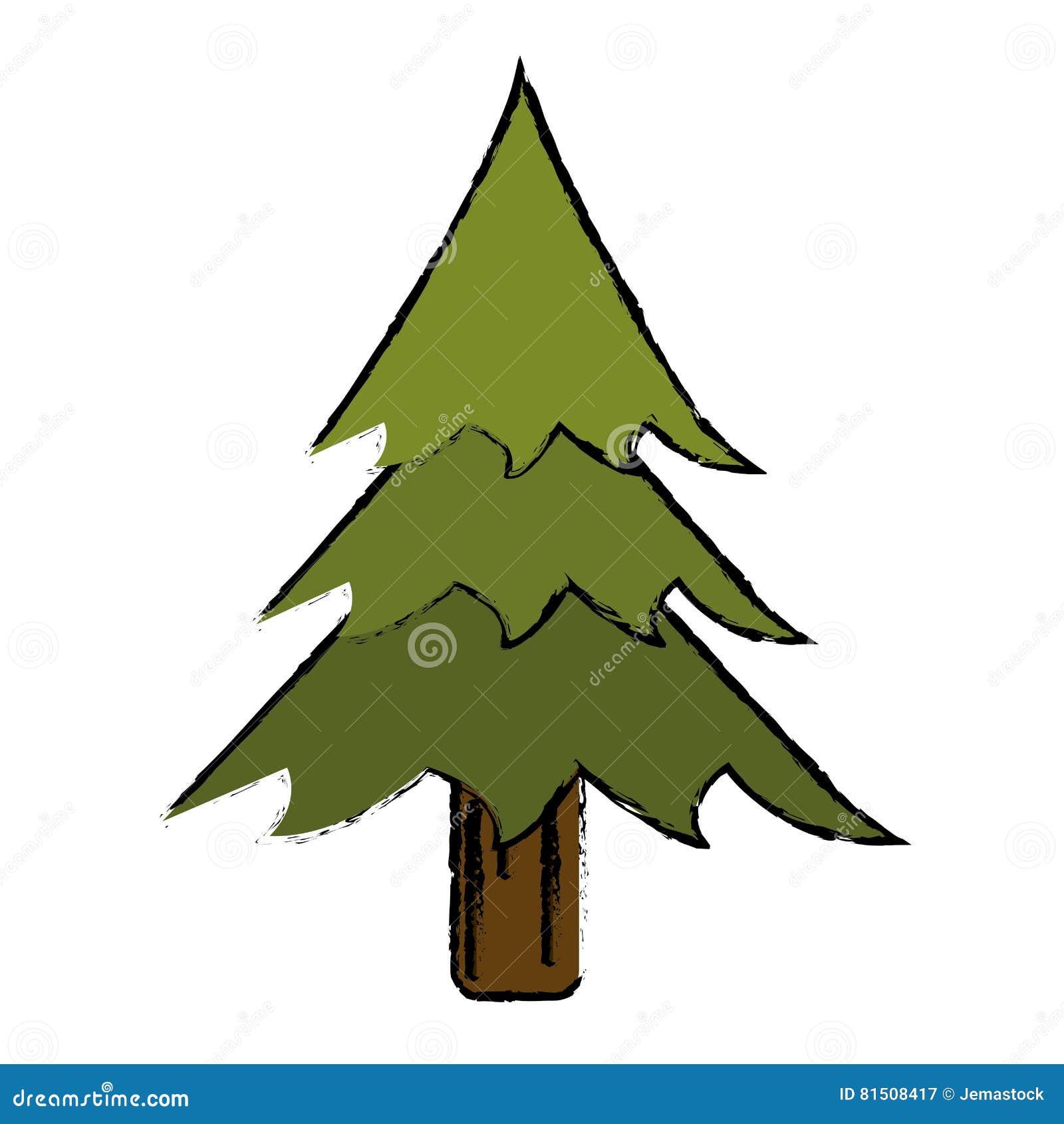 A sketch of pine tree in ink pen Royalty Free Vector Image