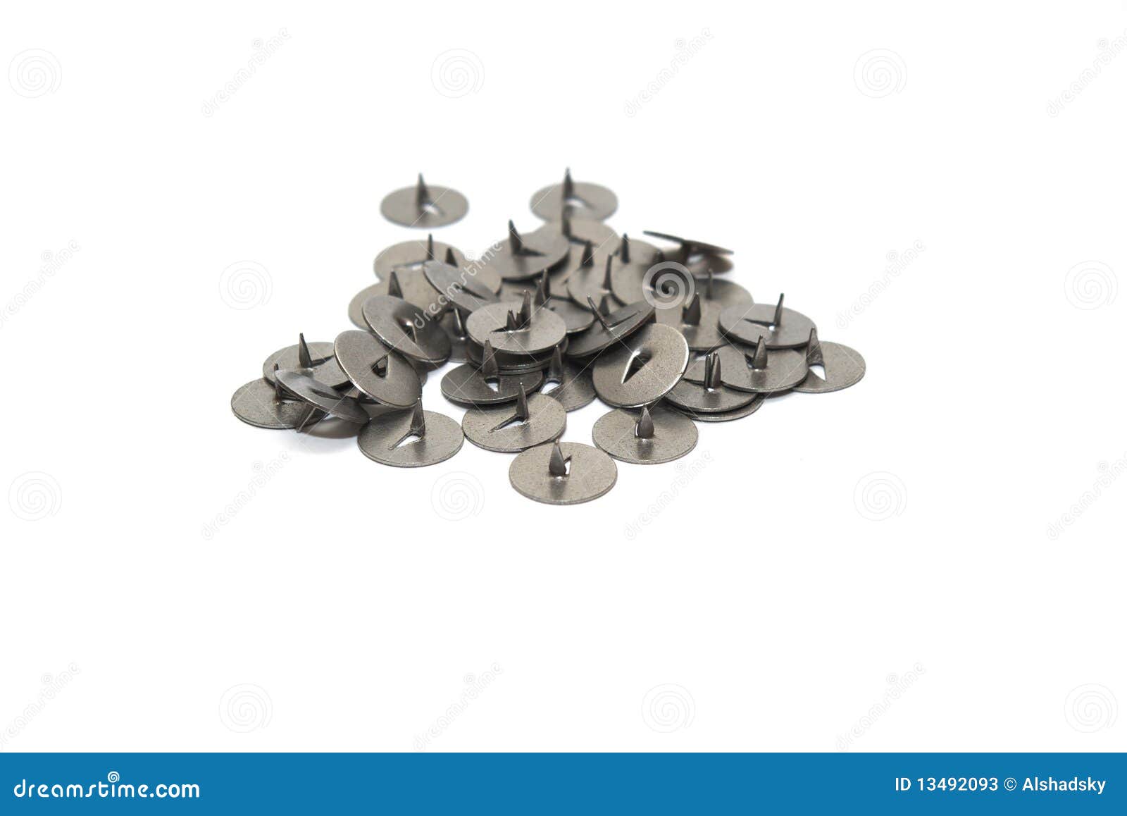 Photo of the drawing pins on white background