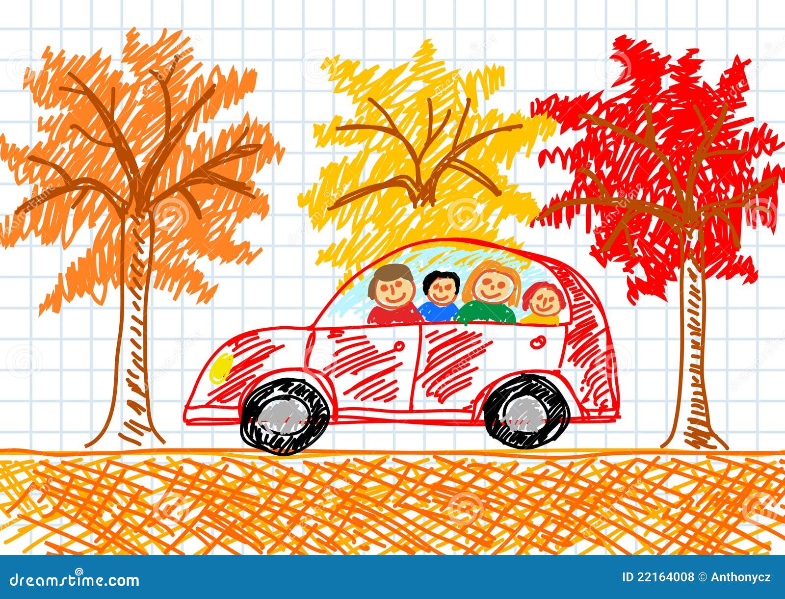 Drawing of red car stock vector. Illustration of seasonal 22164008