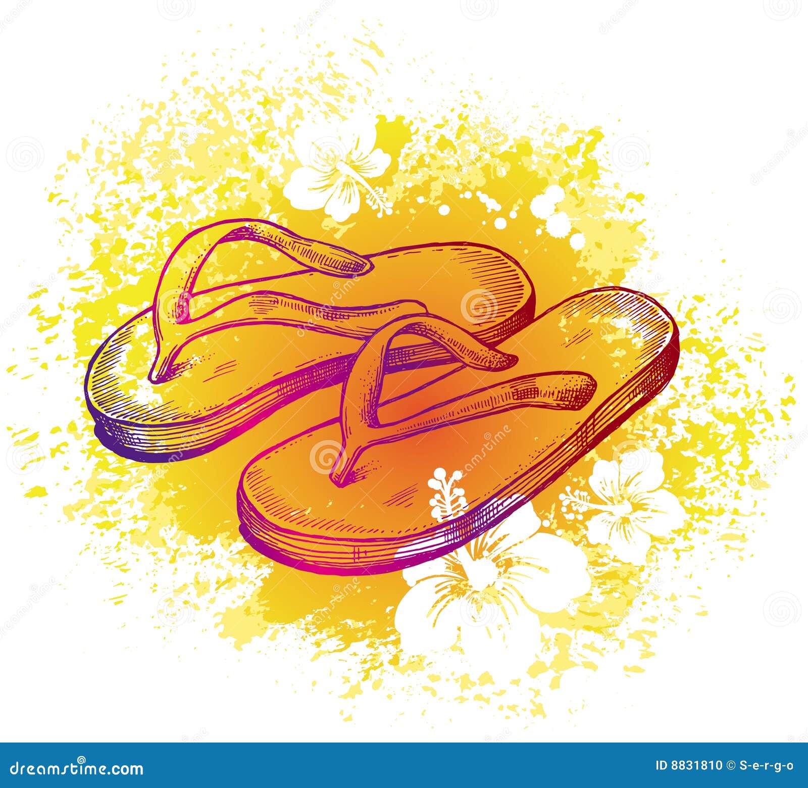 Drawing sandals stock vector. Illustration of hawaiian - 8831810