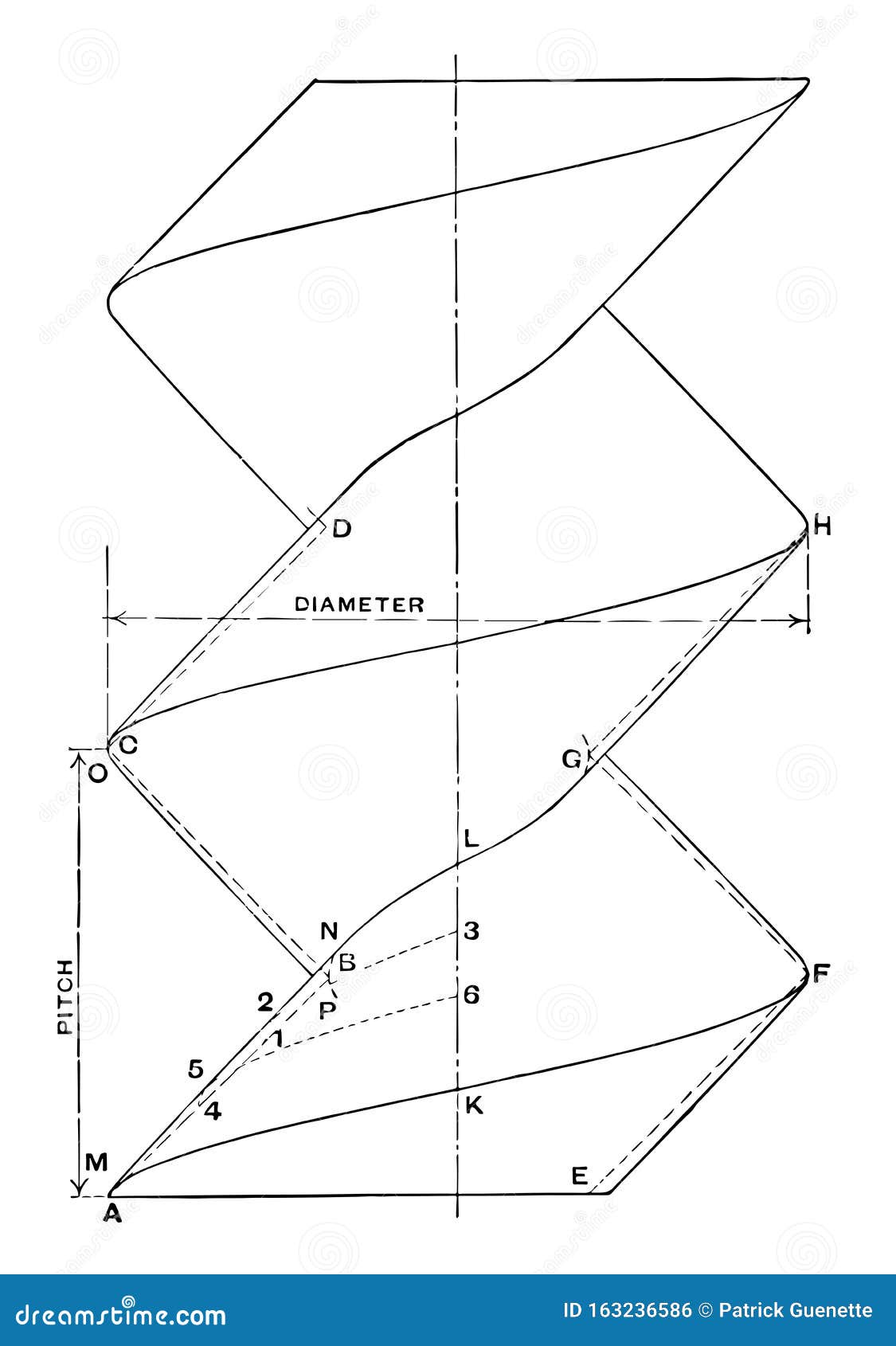 Drawing Thread Draw the Profile of the Thread Vintage Engraving Stock