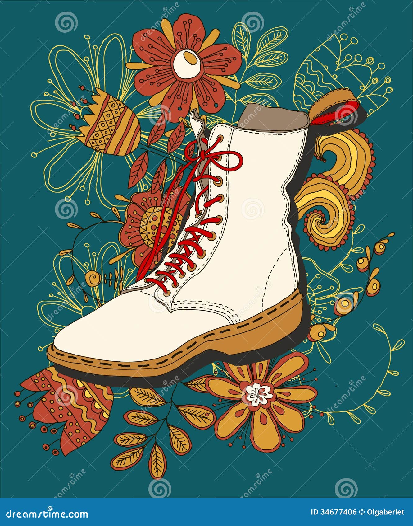 Drawing of the Shoe with a Lace Stock Vector Illustration of object
