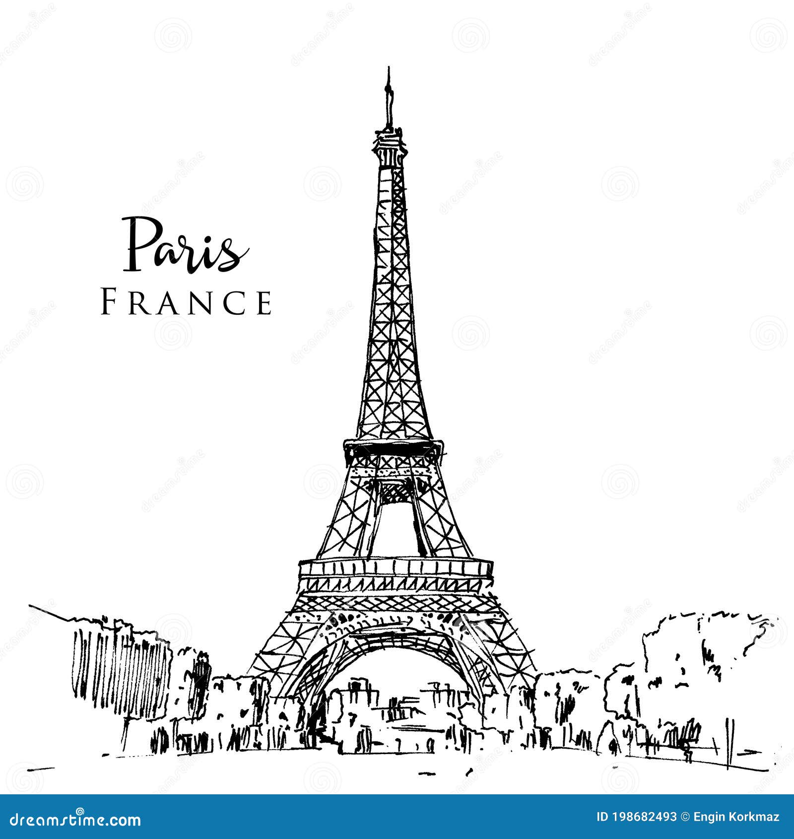 Eiffel tower in Paris, France. Sketch vector illustration Stock Vector  Image & Art - Alamy