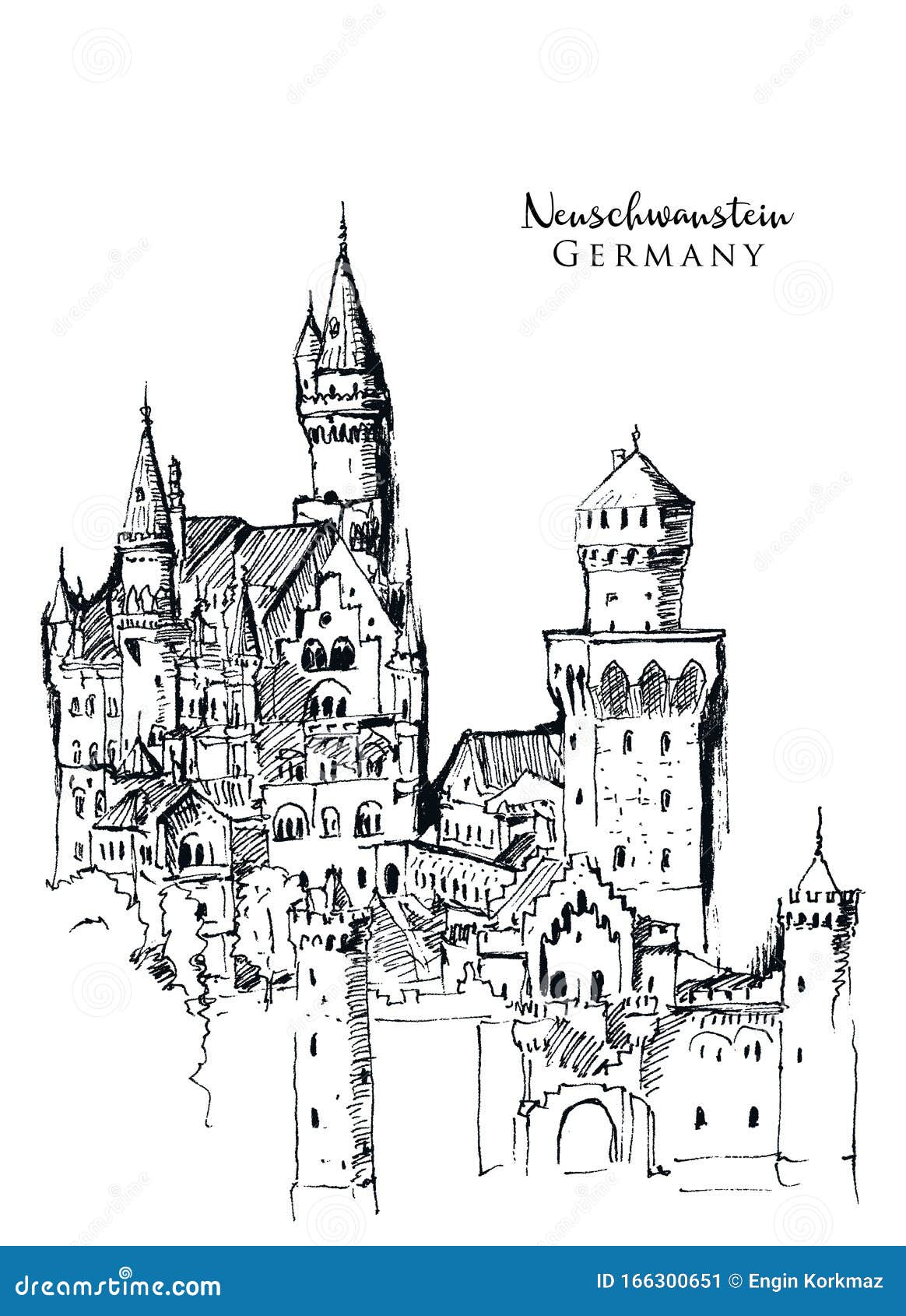 Munich Germany Neuschwanstein Castle Sketch Stylewatercolor Stock Vector  (Royalty Free) 713114134 | Shutterstock
