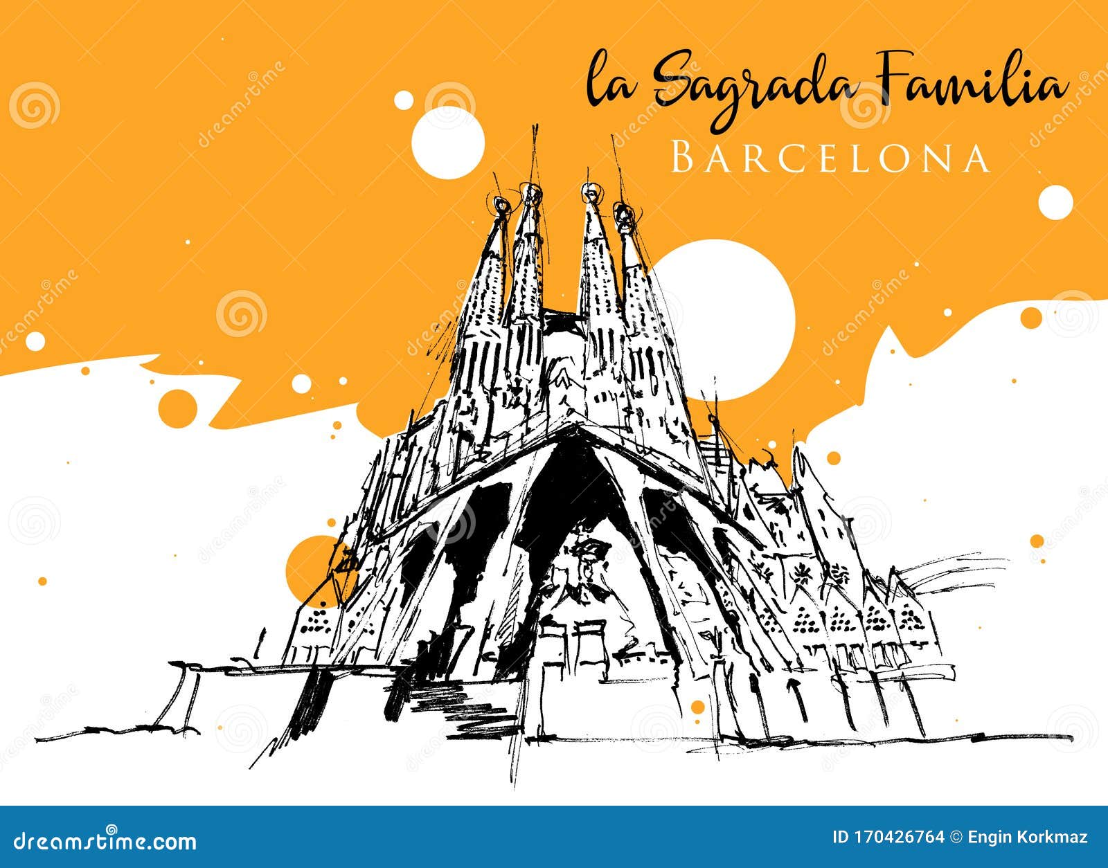 Drawing Sketch Illustration of the Sagrada Familia, Spain Stock Vector ...