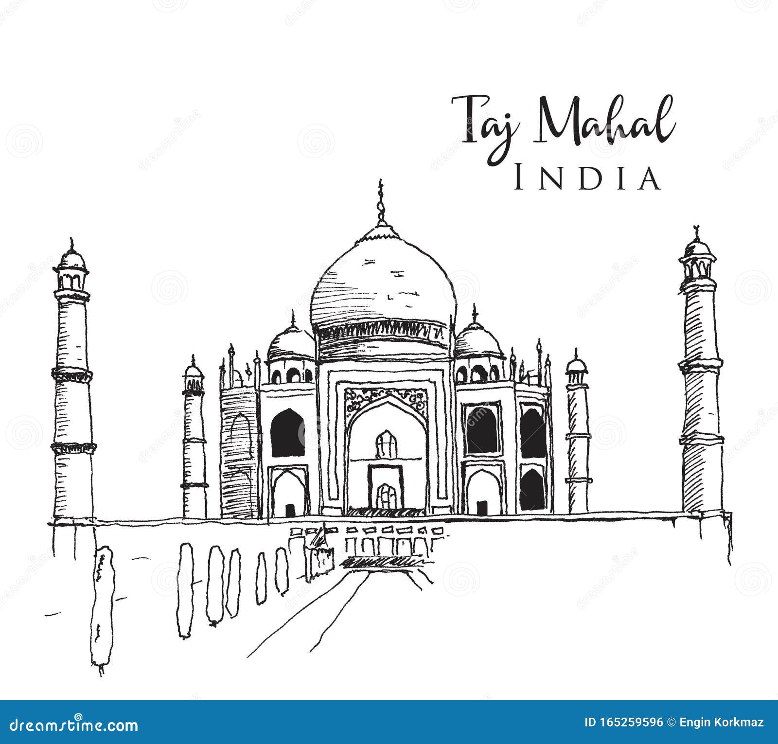 Taj Mahal Sketch Vector & Photo (Free Trial) | Bigstock