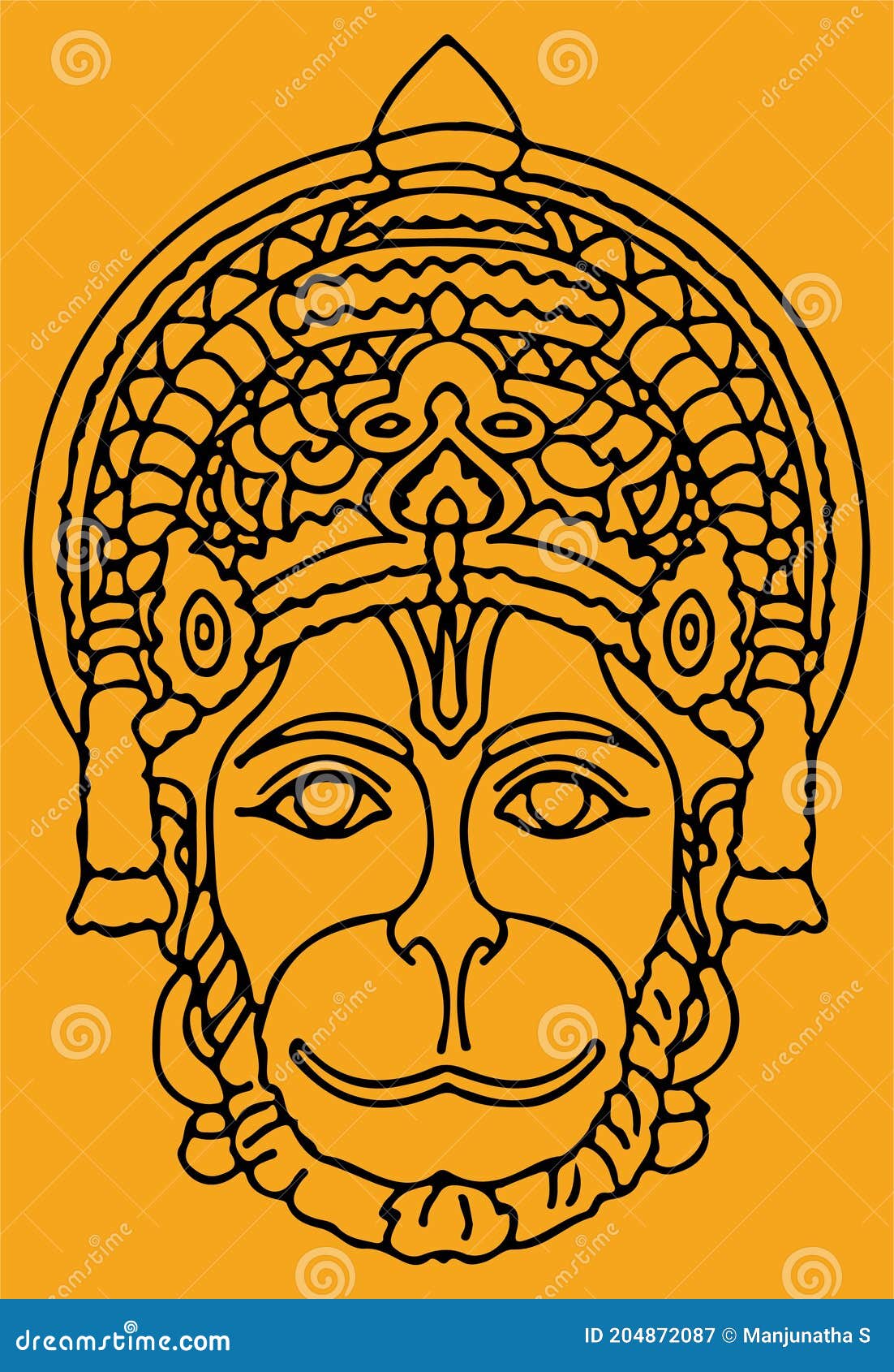 Sketch of Indian Powerful and Strong God Lord Hanuman or Aanjaneya ...