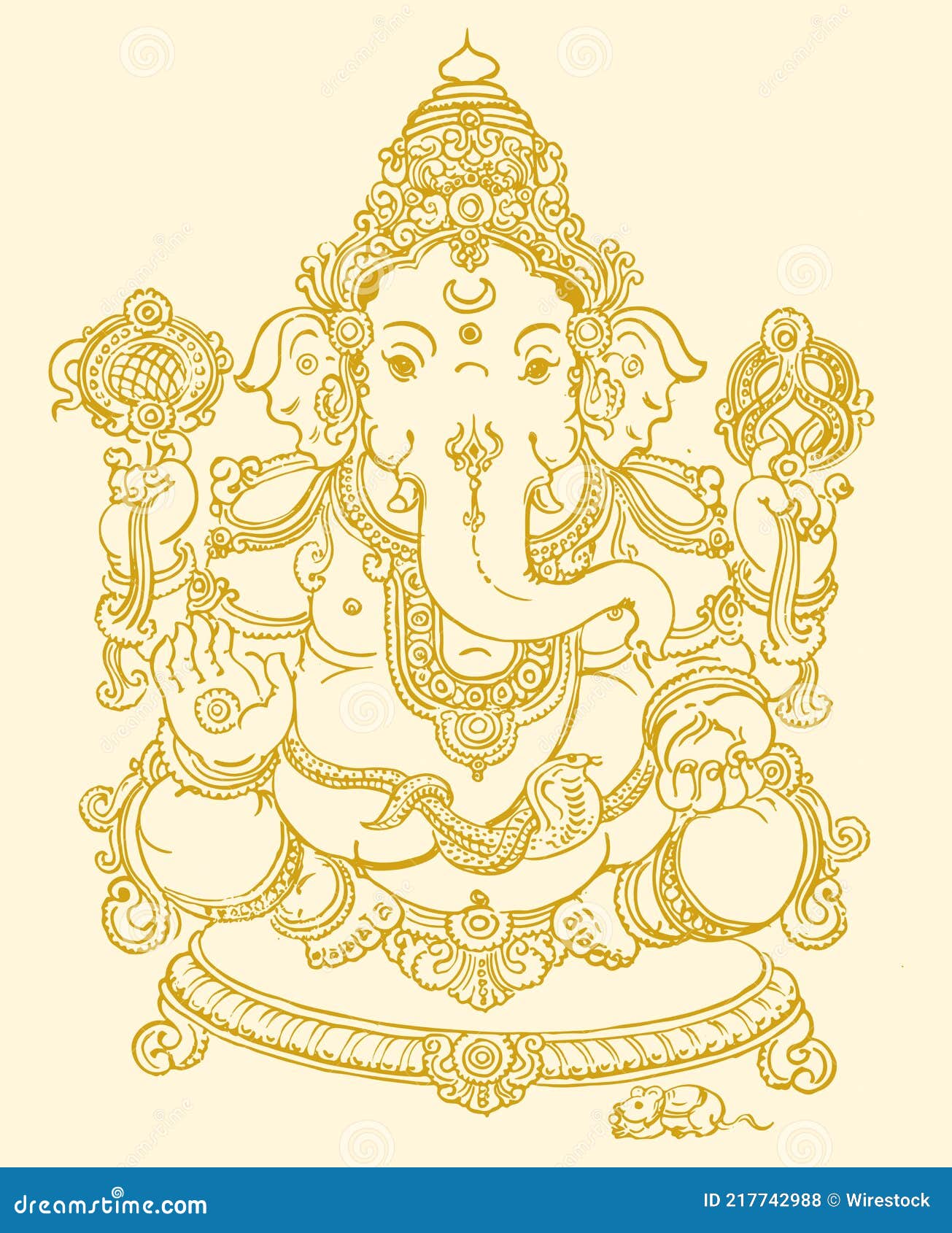 Sketch of Lord Ganesha or Vinayaka Editable Outline Illustration Stock ...