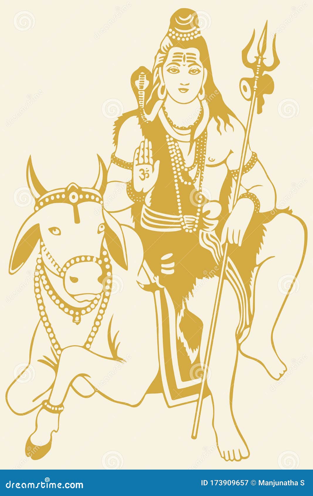 Drawing or Sketch of Lord Shiva Sitting Above Nandi. Vector ...