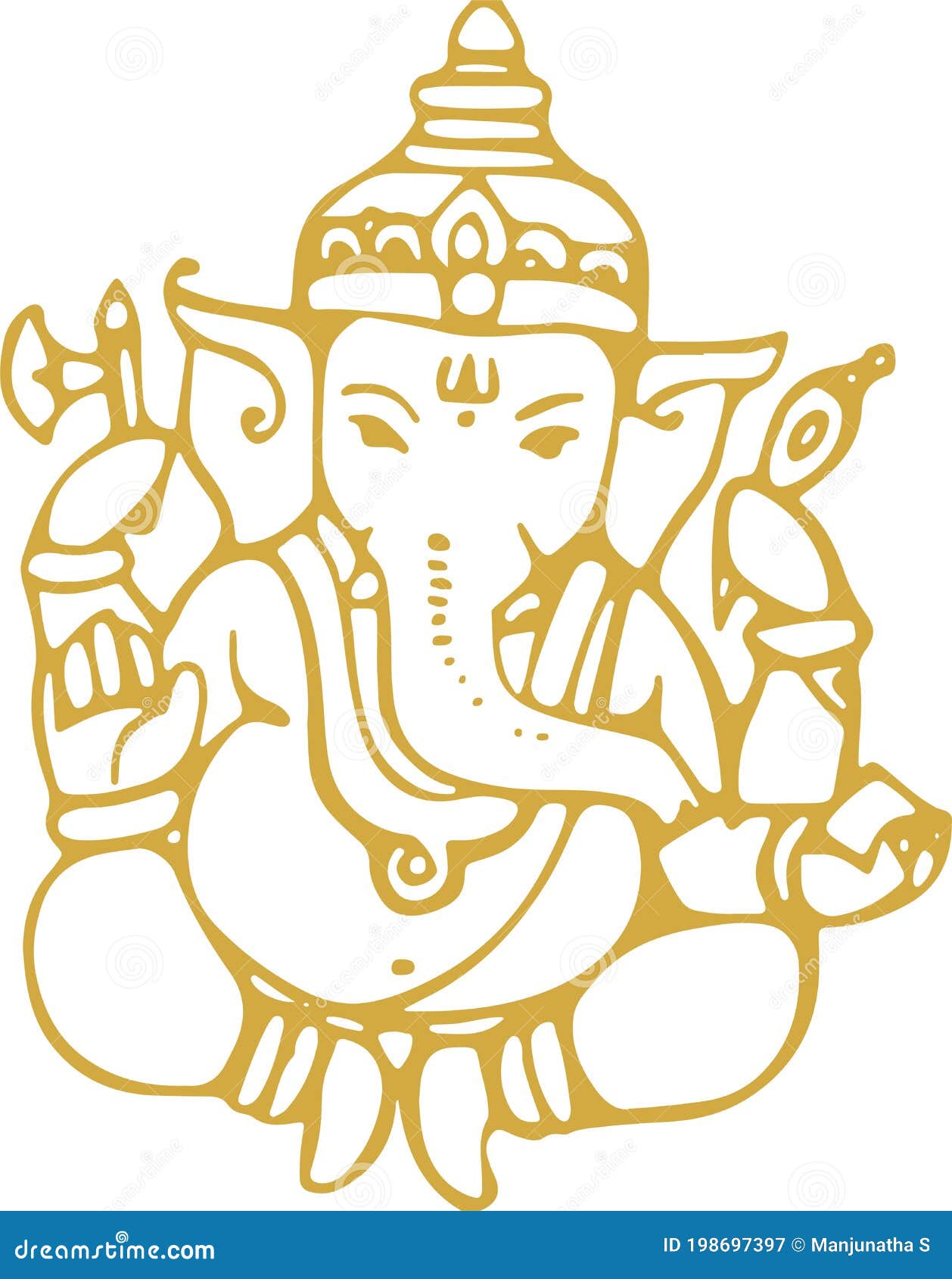 Sketch of Lord Vinayaka or Ganesha Creative Outline Editable Vector ...