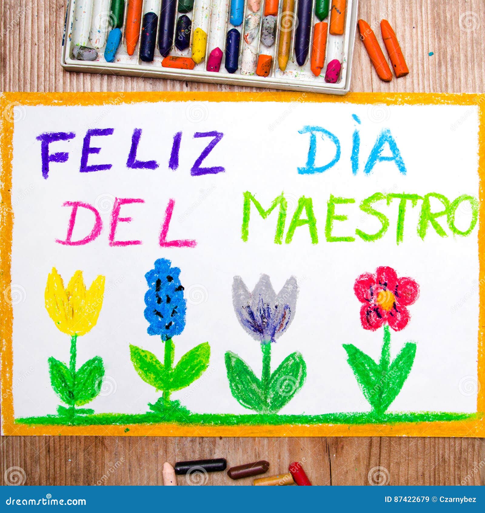 drawing - spanish teacher`s day card with words `dÃÂ­a del maestro`