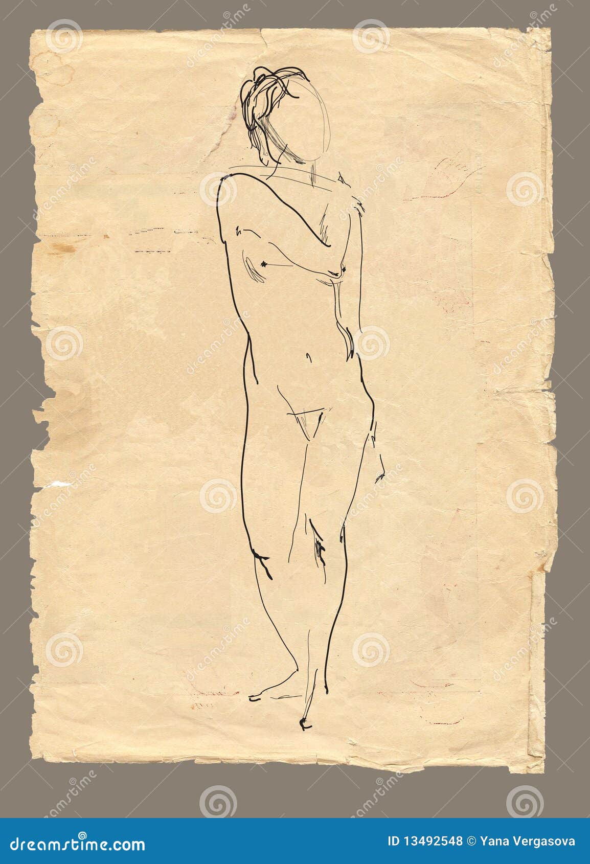 drawing standing model in oldfashioned style