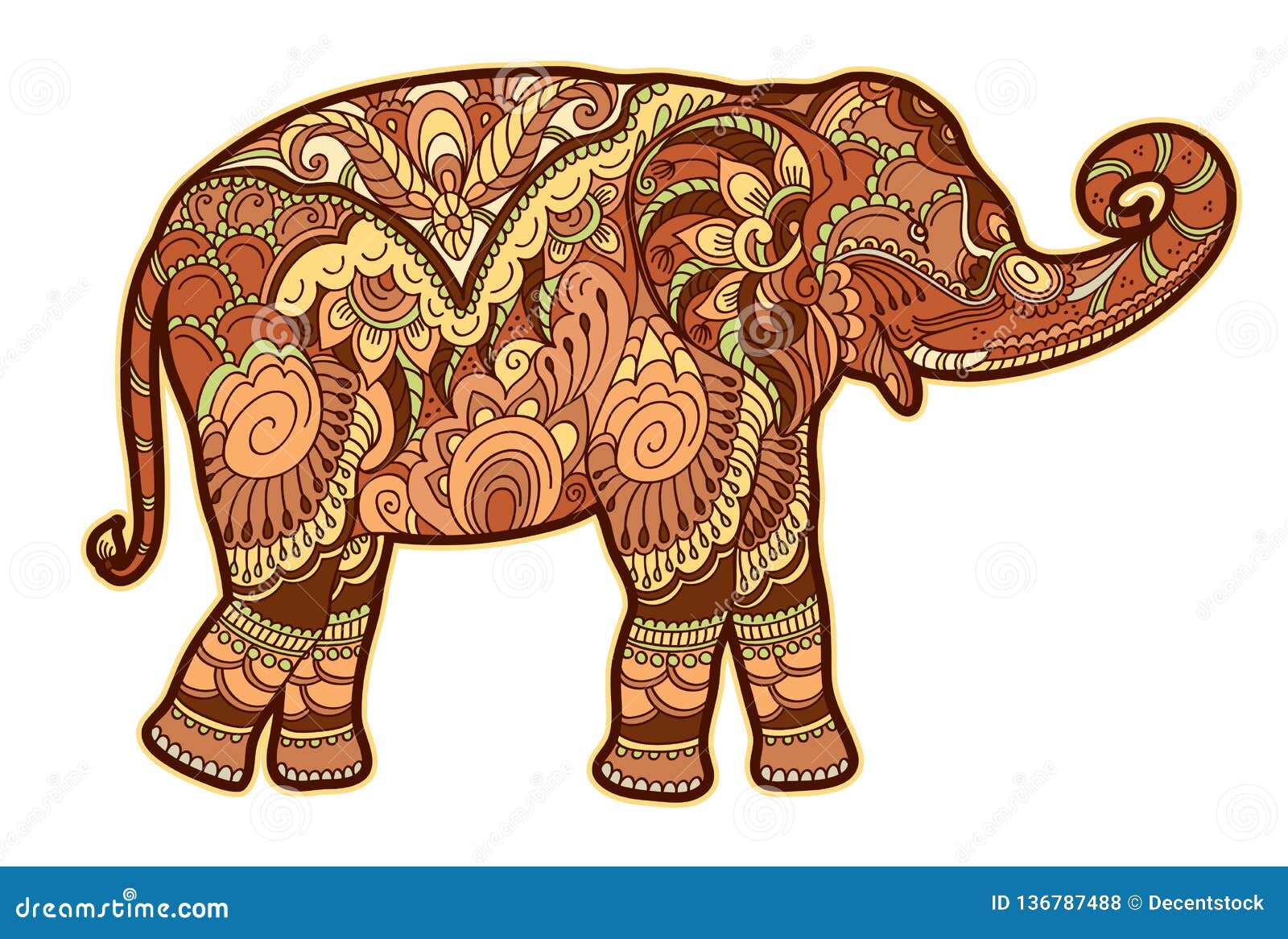 Drawing Stylized Elephant. Freehand Sketch for Adult Anti Stress ...