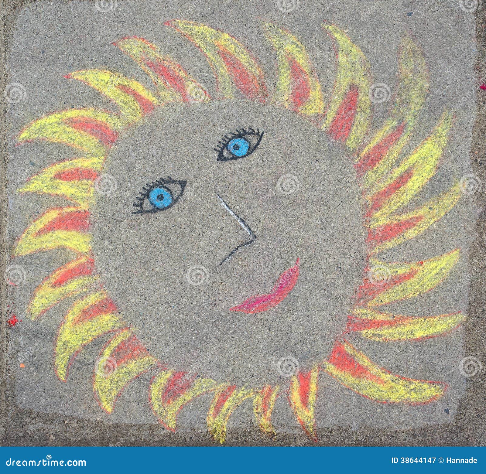 Childrens Drawing of Sun with Chalk Stock Illustration Illustration