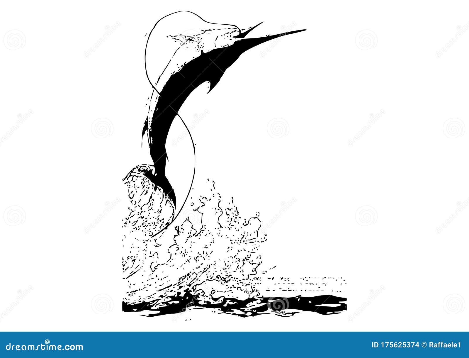 drawing of swordfish with white background