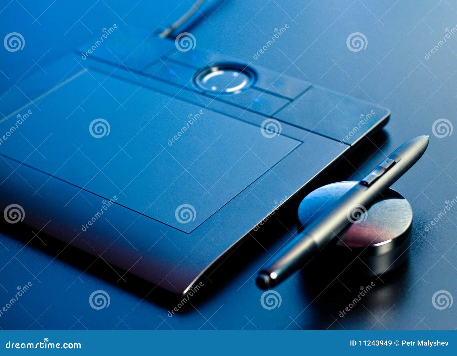 Drawing Tablet in Blue Light Stock Image Image of arts, computer