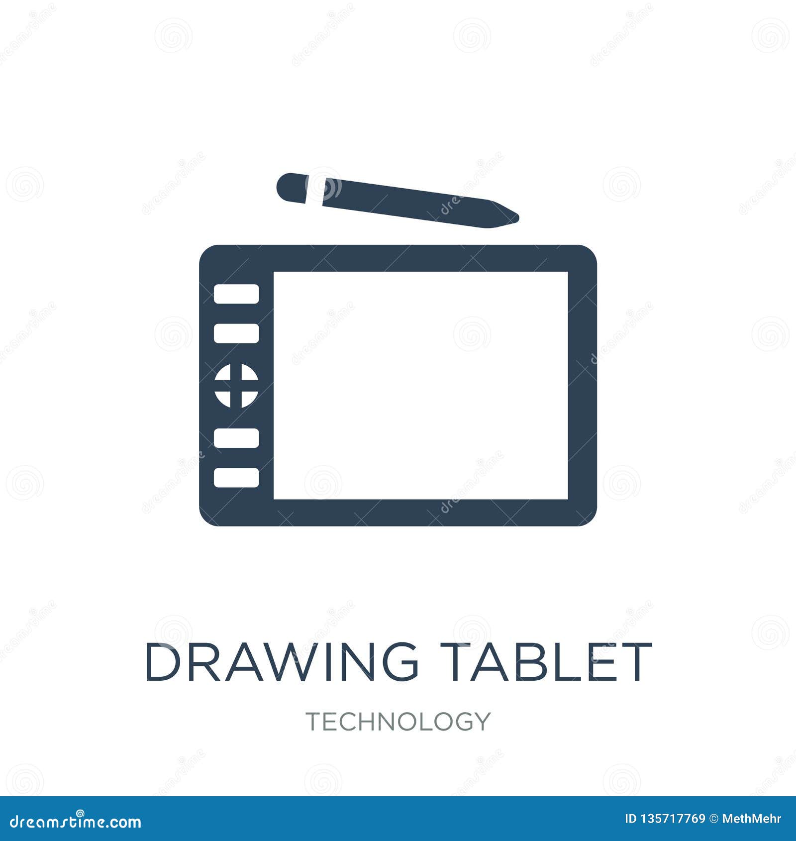 Drawing Tablet Icon in Trendy Design Style. Drawing Tablet Icon