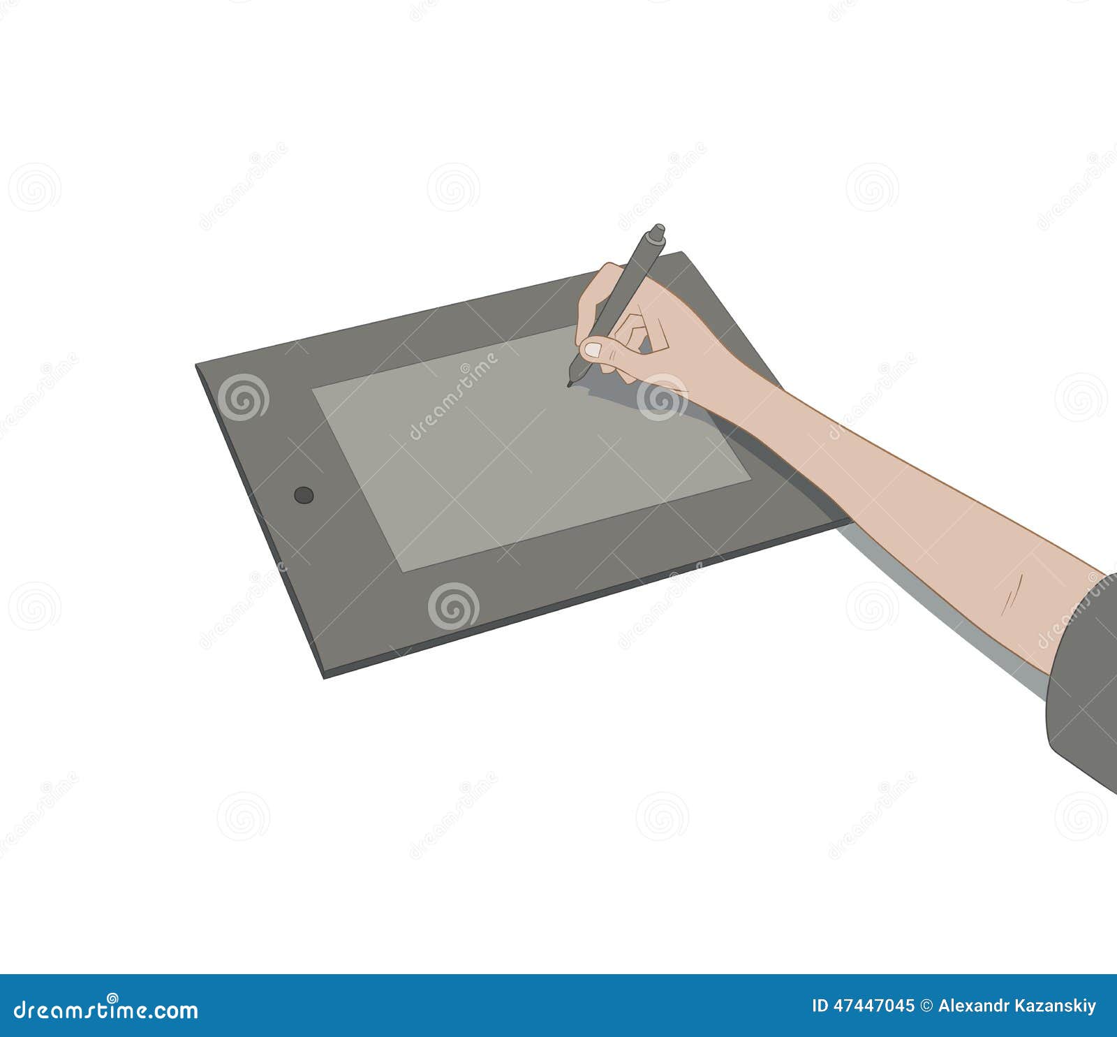 Drawing with tablet stock vector. Illustration of sketching 47447045