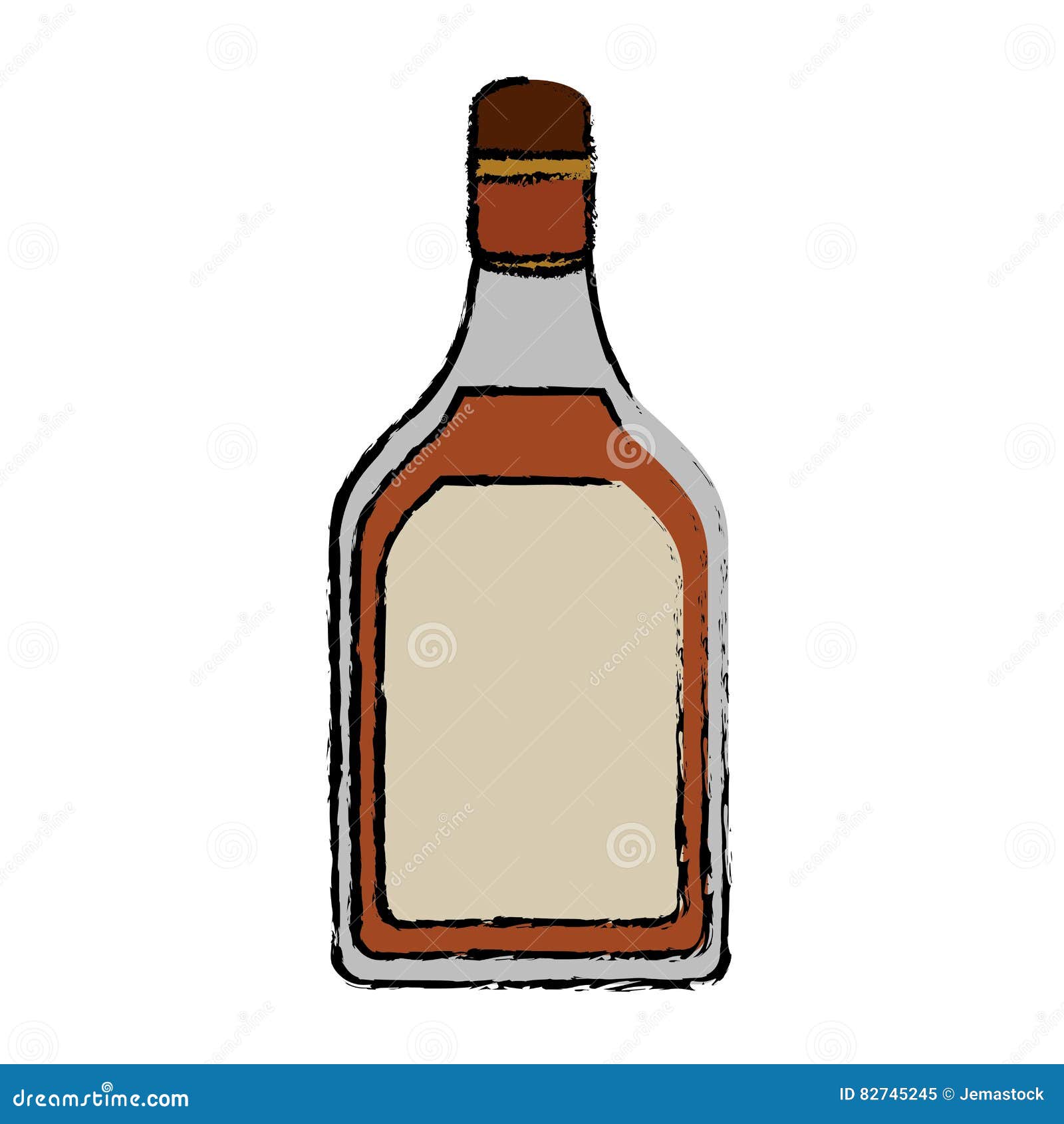 Drawing Tequila Bottle Alcoholic Beverage Stock Vector Illustration of isolated, design 82745245