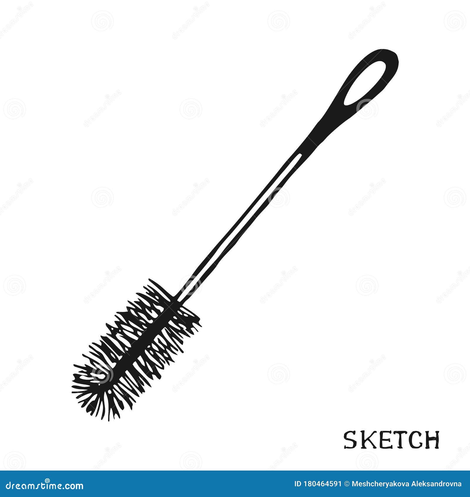 DRAWING TOILET BRUSH on a WHITE BACKGROUND Stock Illustration