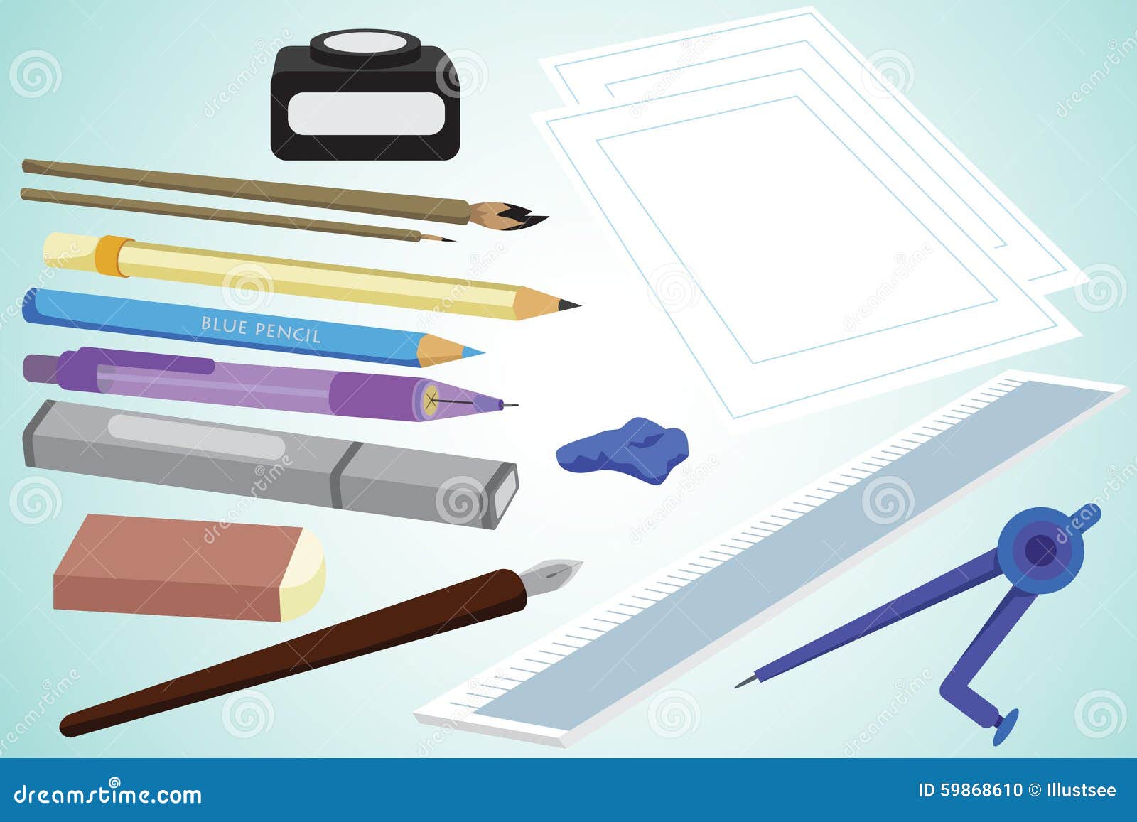 Drawing tools stock vector. Illustration of stationary - 59868610