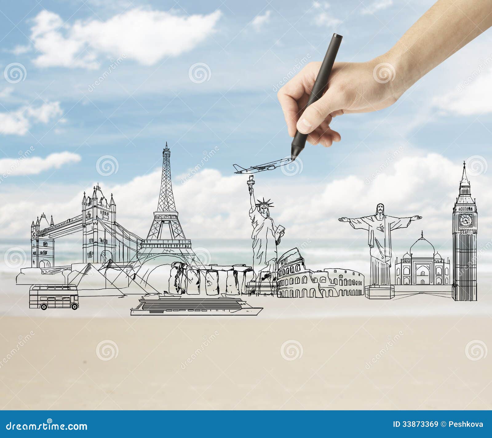 Drawing traveling concept stock image Image of liberty 33873369