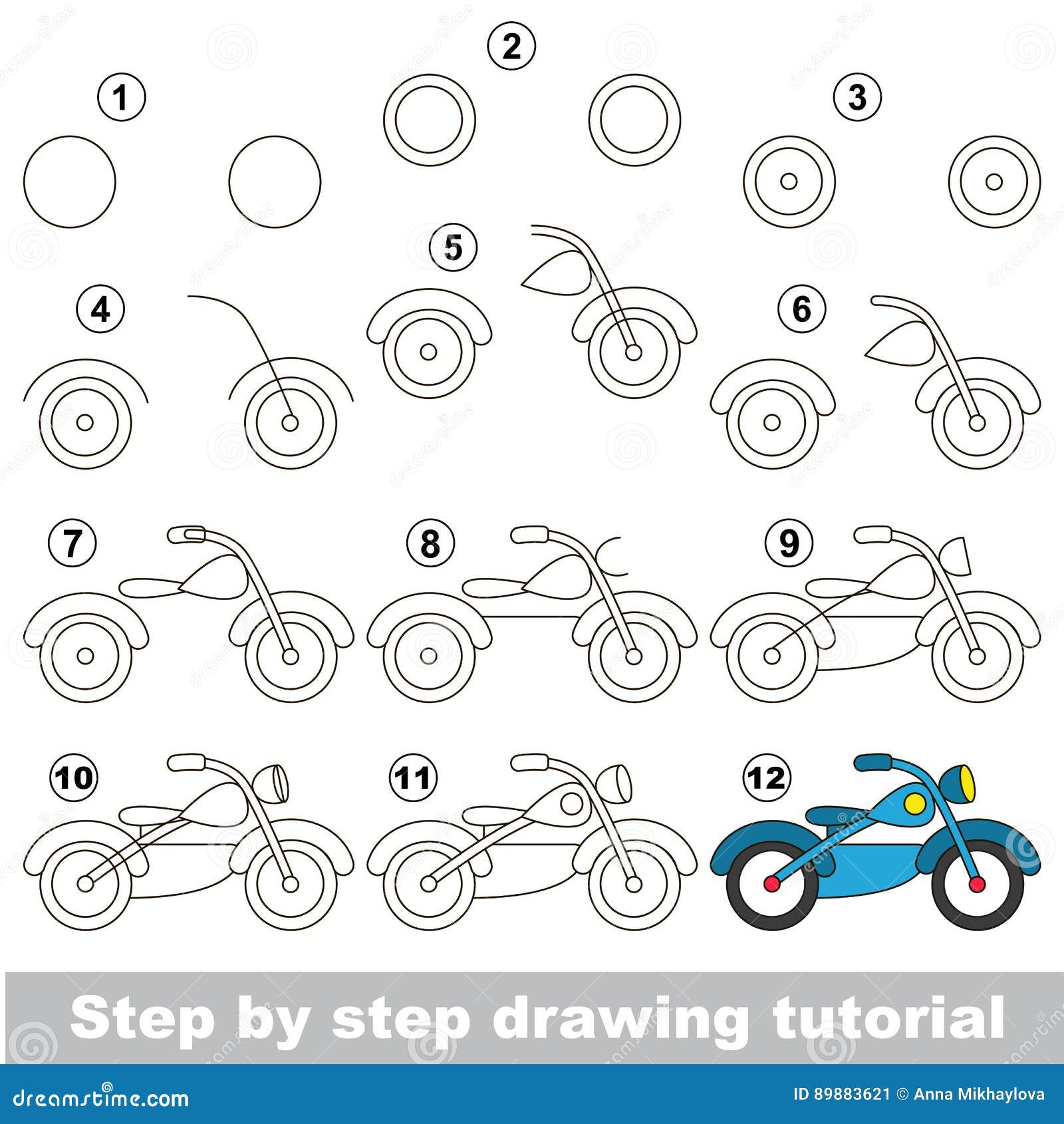 How to draw a bike (bicycle) EASY step by step for kids, beginners 3 -  YouTube