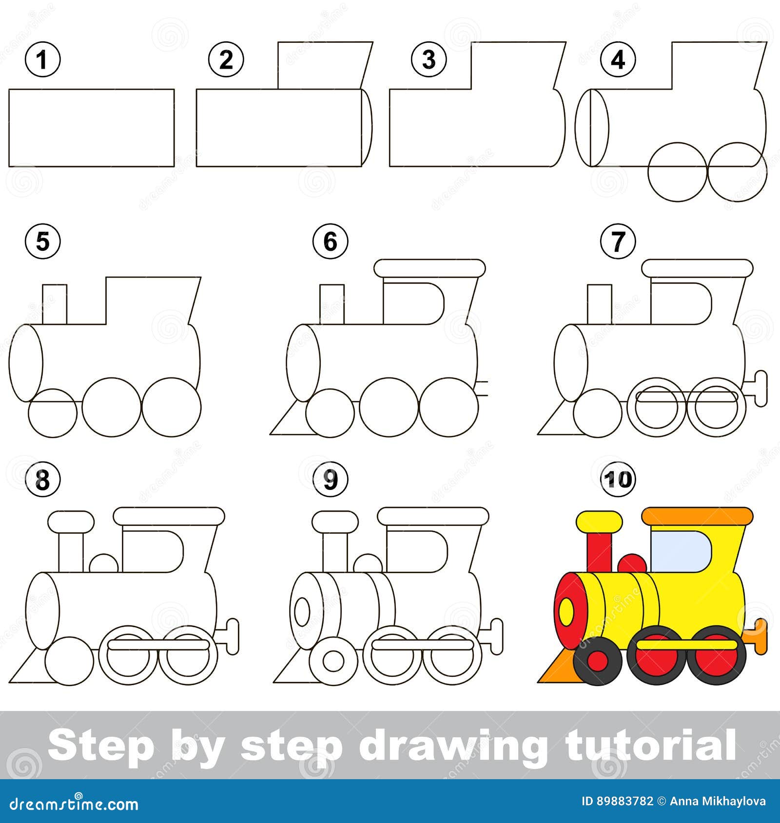 Train Drawing Tutorial - How to draw Train step by step