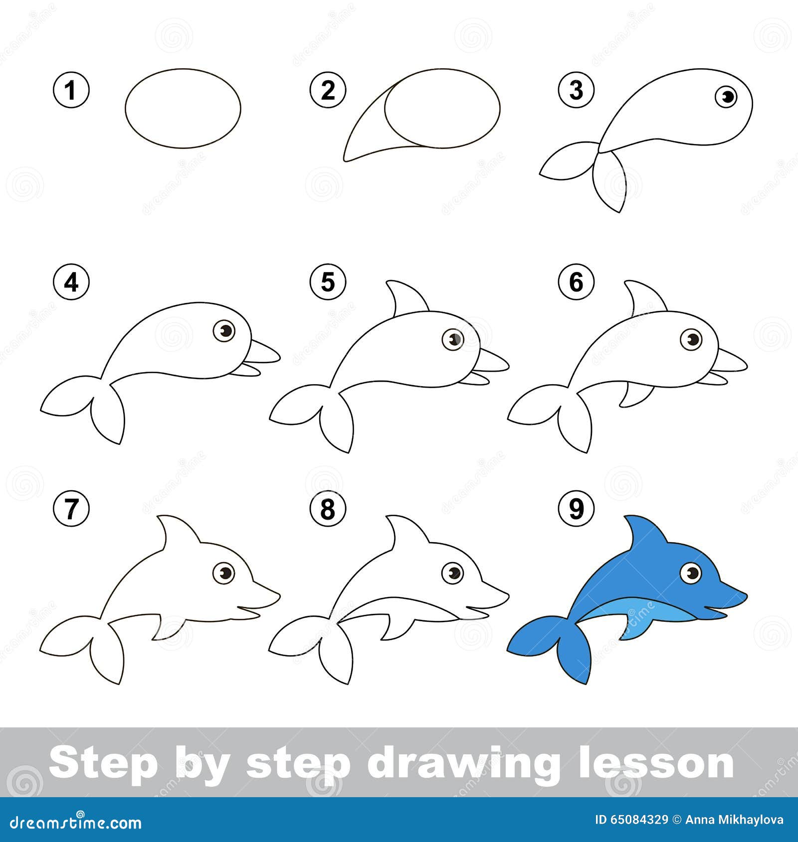 Simple Dolphin Sketch Drawing Step By Step for Kids