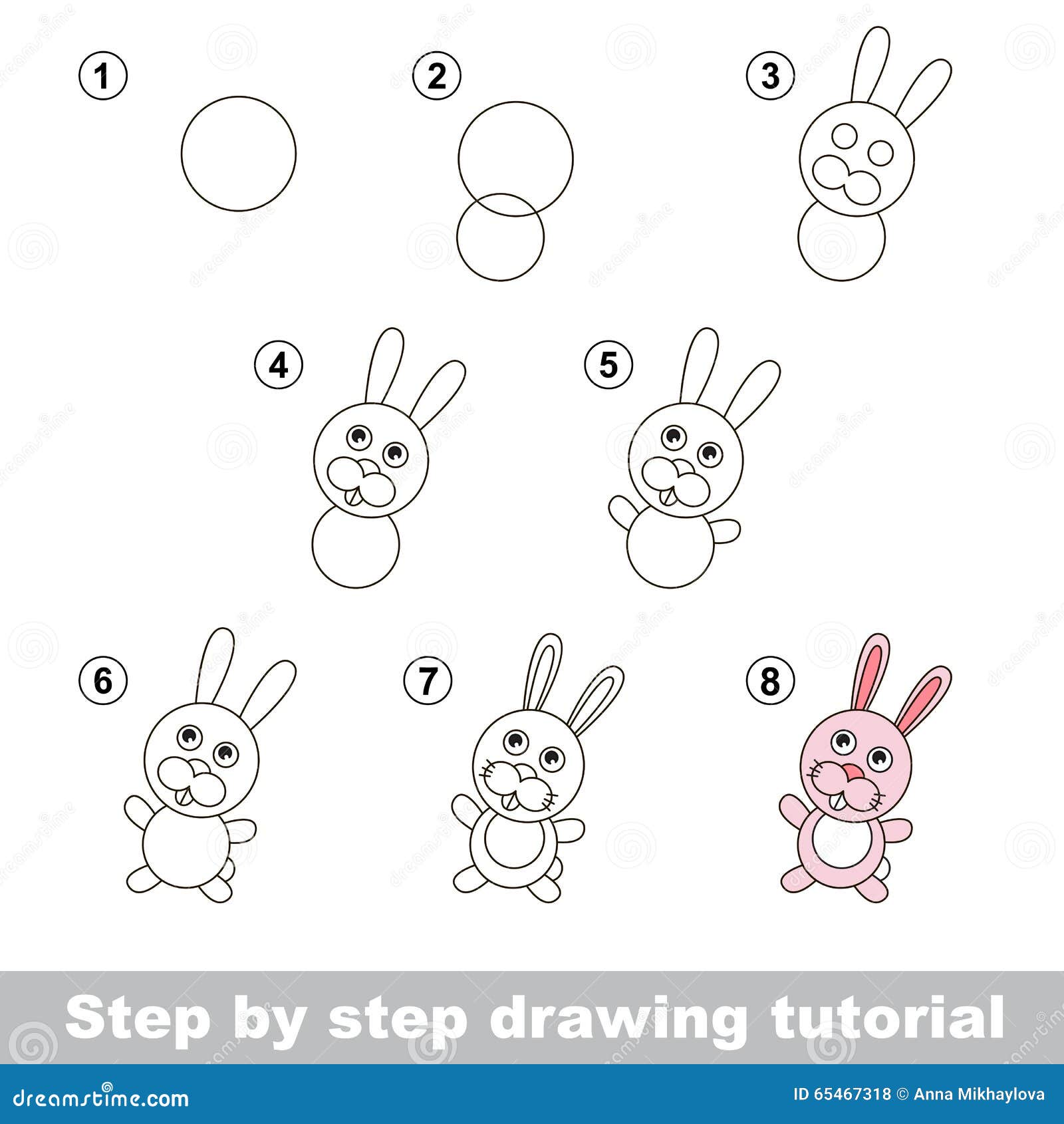 Drawing Tutorial. How To Draw A Little Rabbit Stock Vector - Image